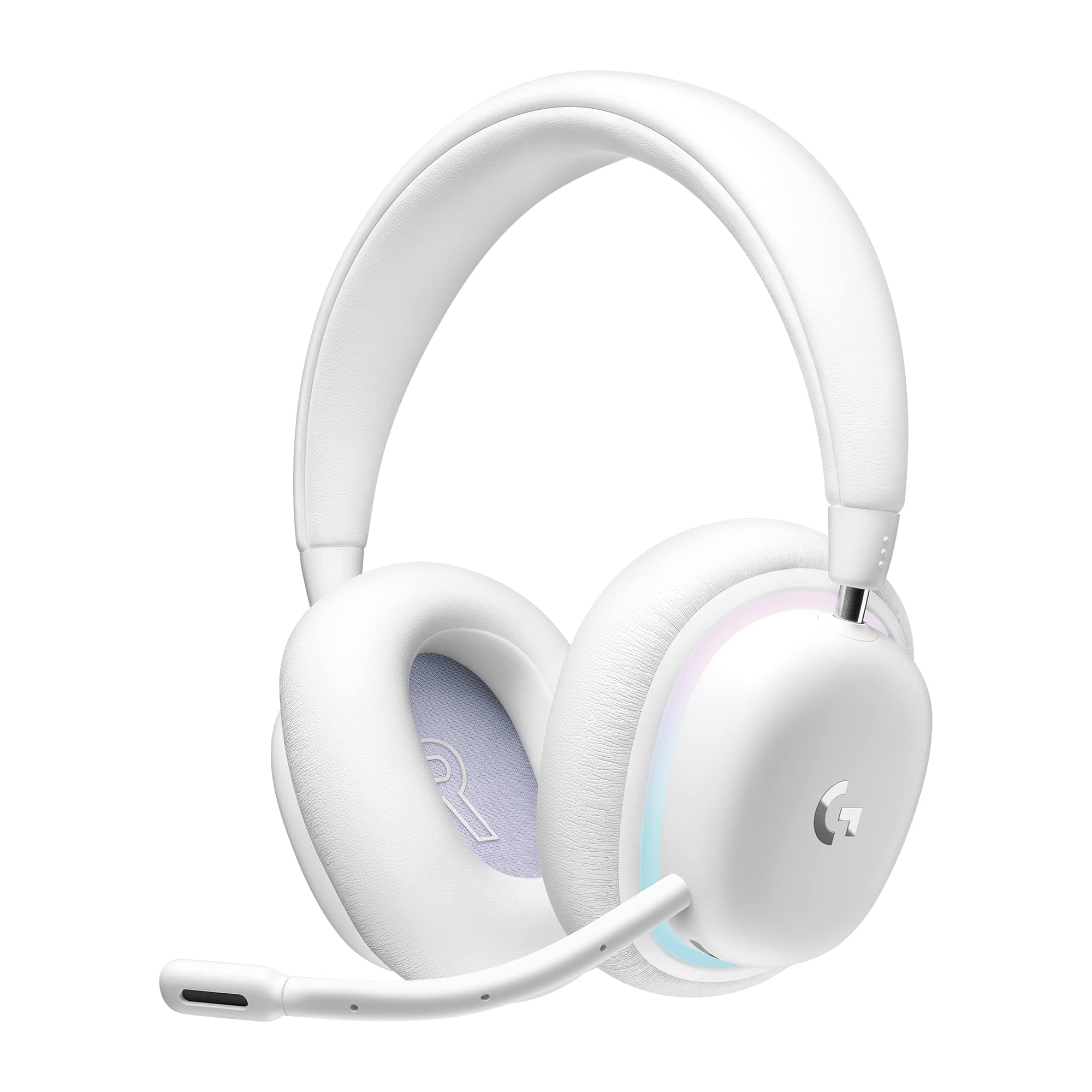 G735 Wireless Gaming Headset, Customizable LIGHTSYNC RGB Lighting, Bluetooth, 3.5 MM Aux Compatible with PC, Mobile Devices, Detachable Mic - White Mist