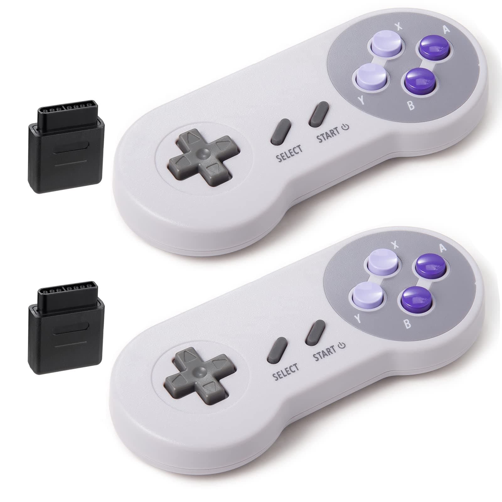 KIWITATA 2 Pack 2.4GHz Wireless Controller for SNES Original Console, Rechargeable Wireless Remote Gamepad Controller for SNES Super Entertainment System Console