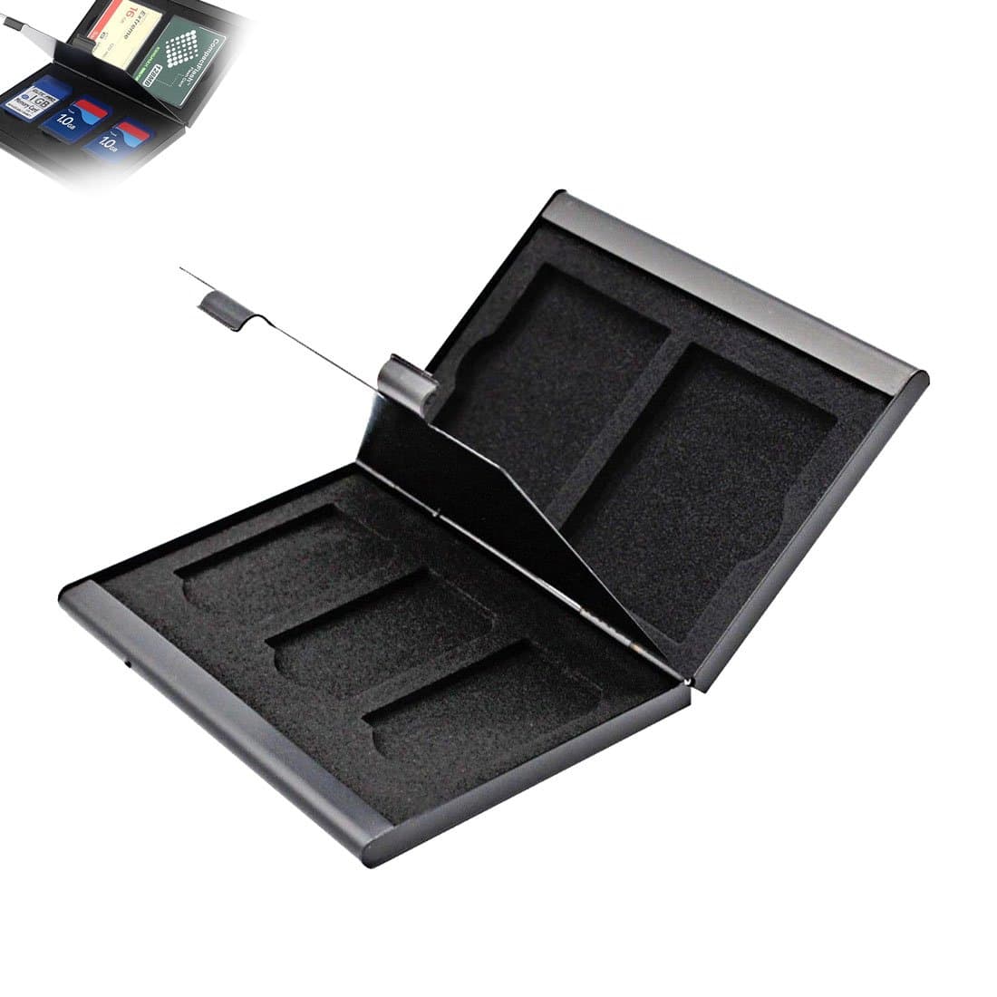 SD CF Memory Card Case Holder with Lables,BagTu SD SDHC SDXC Compact Flash Metal Folio Protector Storage Cover for 2 CF and 3 SD Cards