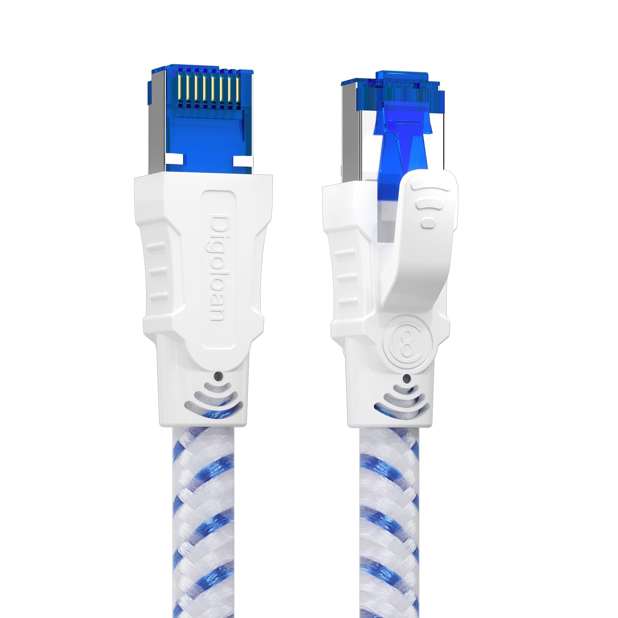 Ethernet Cable 10m, Cat 8 Long Internet Network Lan Cable, High Speed Gigabit 40Gbps 2000MHz S/FTP Nylon Braided Patch Cord with Rj45 Connector for Powerline Adapter, PS5, Xobx, Faster Than Cat6/Cat 7