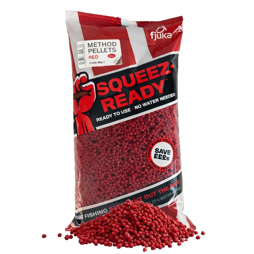 Fjuka Red Squeez-Ready Method Pellet 500g | Ready-prepped 2mms | Carp, F1s, tench, bream