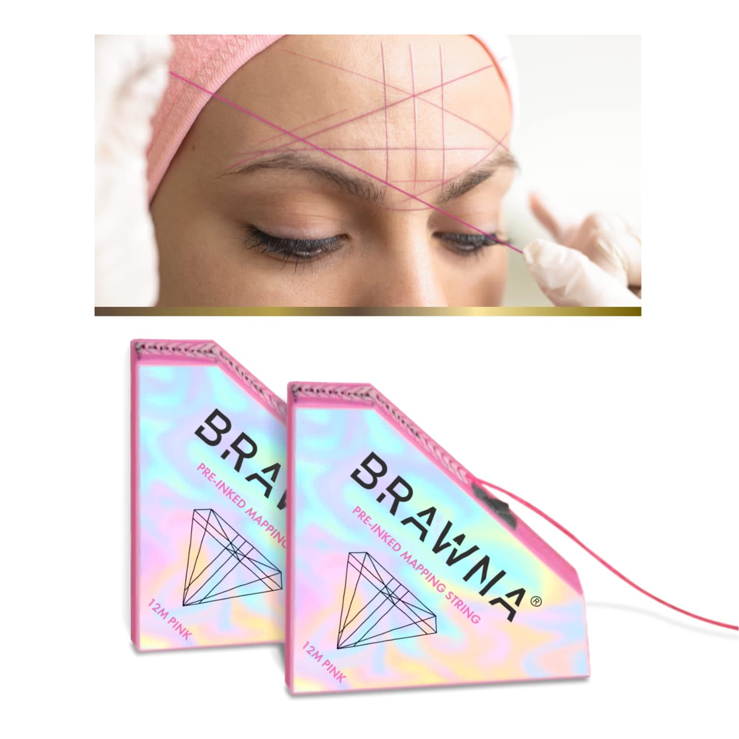BRAWNA 2 Pck Pink Microblading String for Eyebrow Measuring - PMU Supplies - Microblading Kit