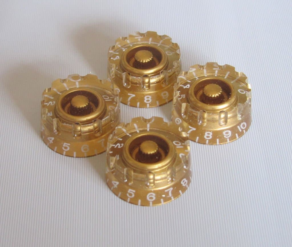 bangdan Knurled Guitar Knobs Control Knobs Speed Knob for Les Paul, 4pcs gold