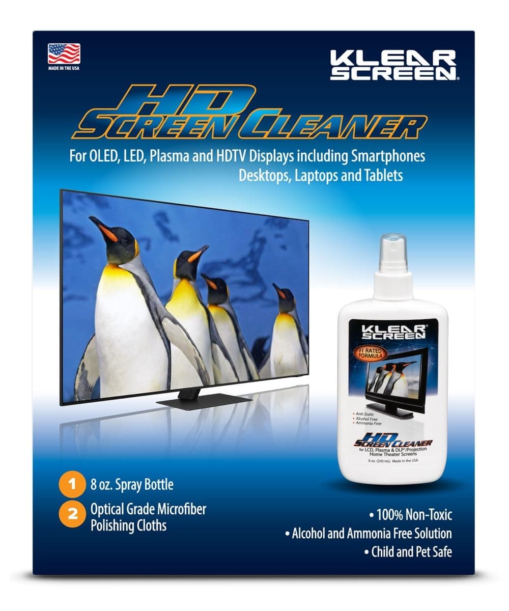 Klear Screen High Definition Cleaning Kit for LCD, Plasma, DLP & Projection Home Theater Screens with Solution and Cloth