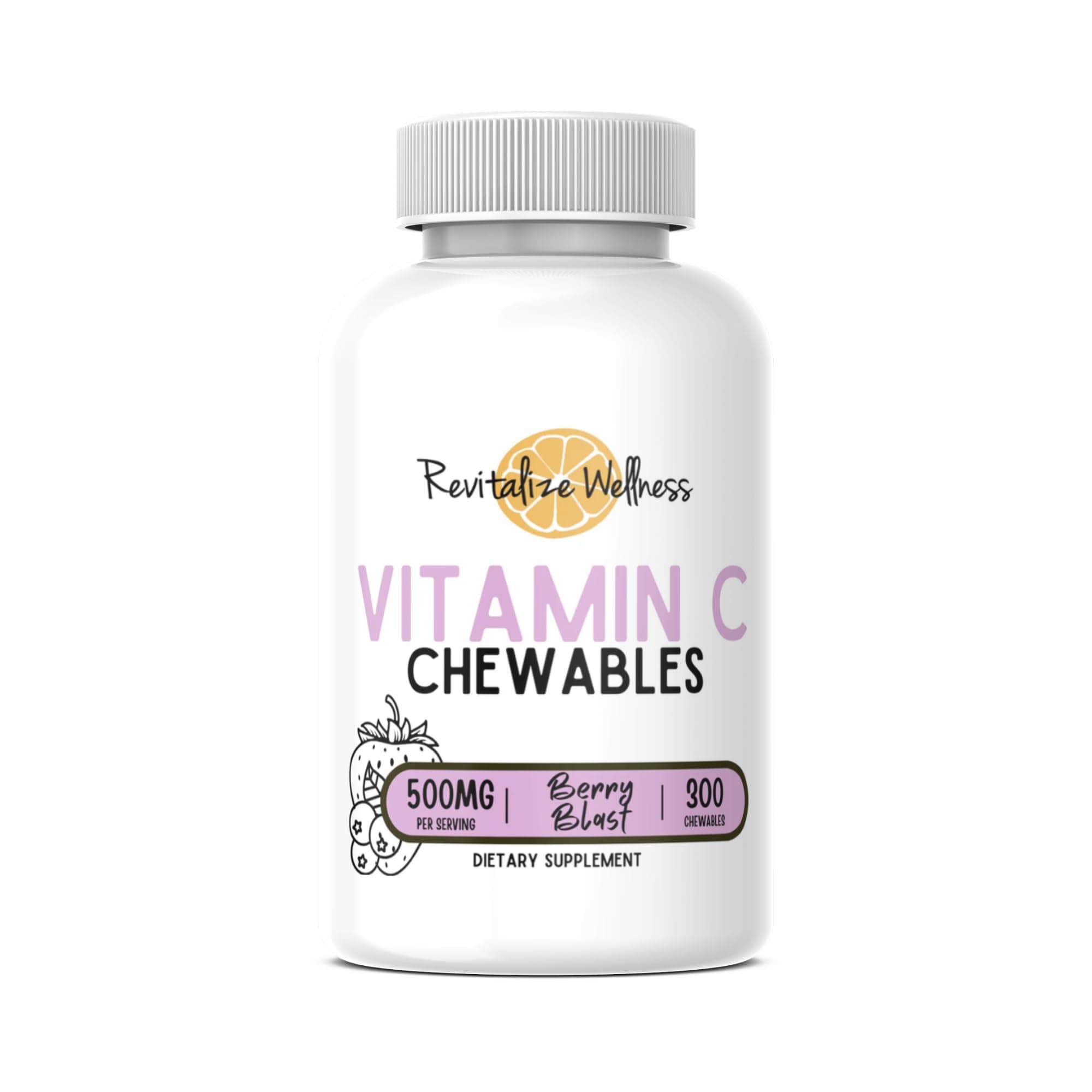 Vitamin C Chewables | 500 mg Vitamin C as Ascorbic Acid per Serving | Berry Blast Flavor | 60 Servings