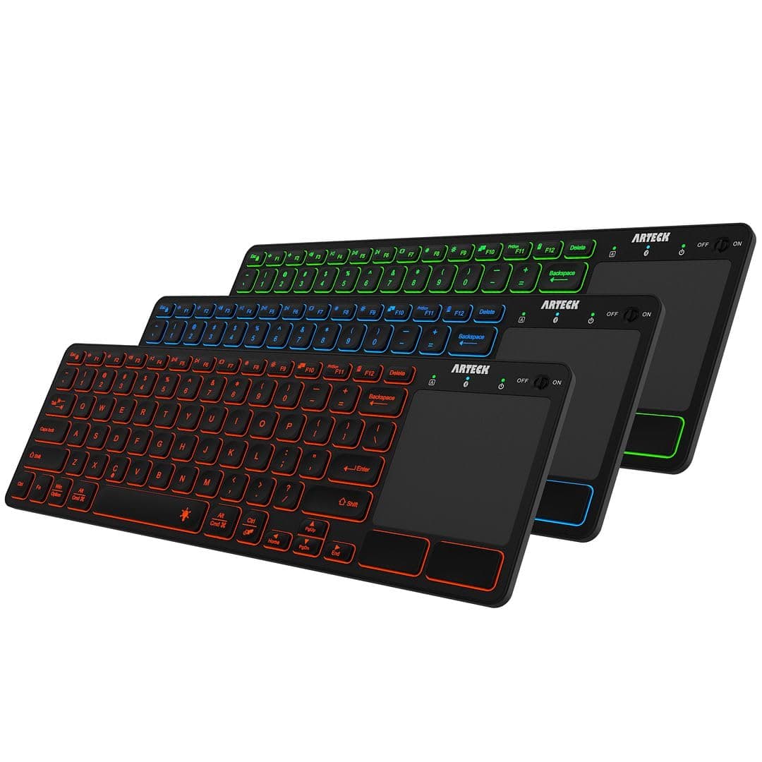 Universal Backlit 7-Colors Bluetooth Touch TV Keyboard with Easy Media Control and Build-in Touchpad for TV-Connected Computer, Smart TV, Desktop, Laptop, iPad, Surface, Tablet, HTPC