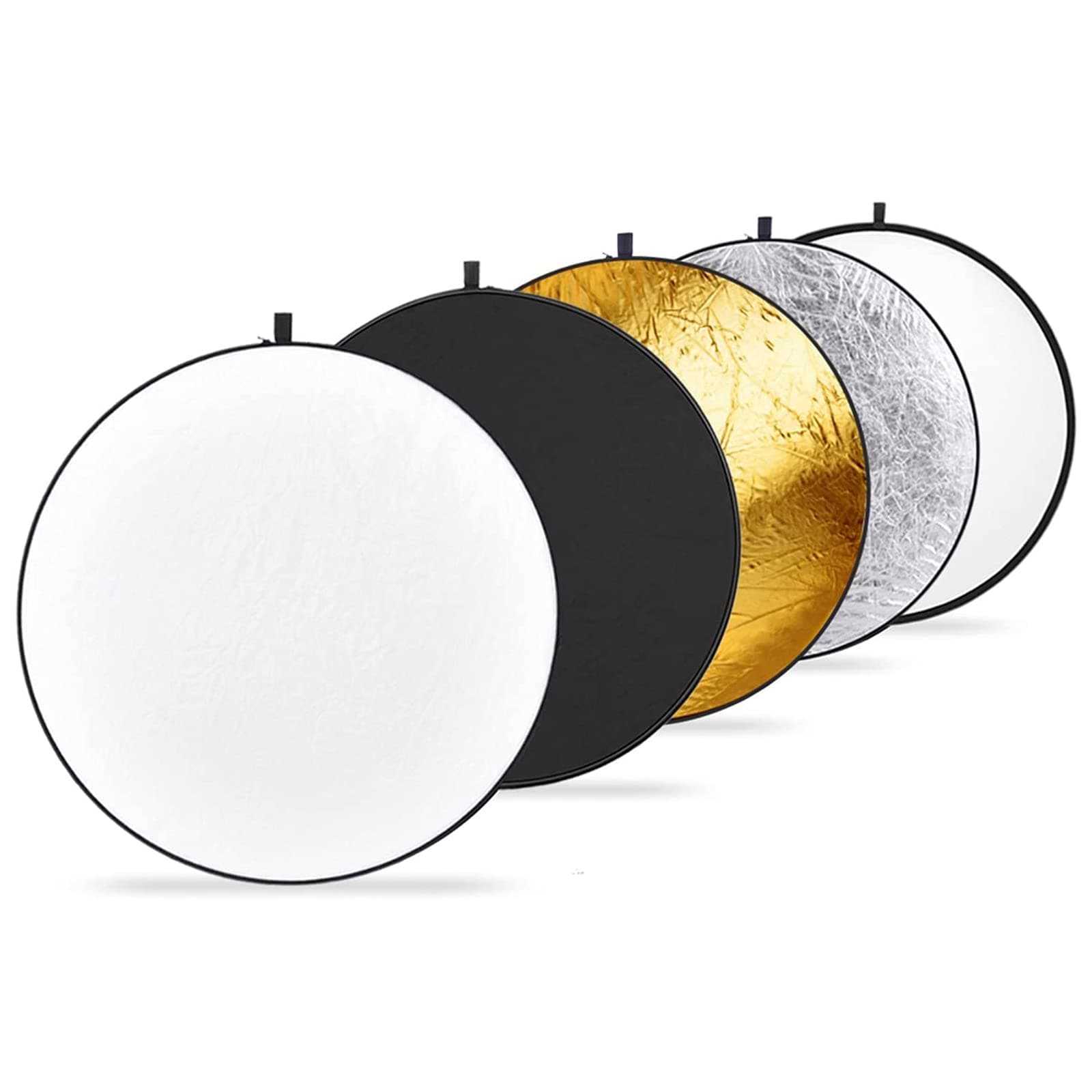 43 Inch/110 Centimeter Light Reflector Diffuser 5 in 1 Collapsible Multi Disc with Bag - Translucent, Silver, Gold, White, and Black for Studio Photography Lighting Outdoor
