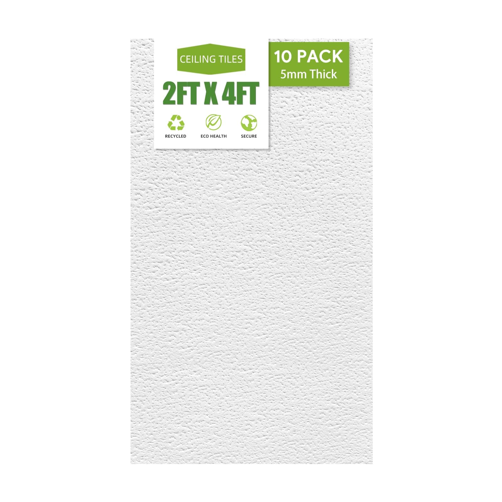 2ft x 4ft Drop Ceiling Tiles,Printed Pro Ceiling Tiles 24 x 48in. Waterproof, Washable and Fire-Rated - Reusable - High-Grade PVC to Prevent Breakage-Cover 80 Sq. Ft-Package of 10 Tiles