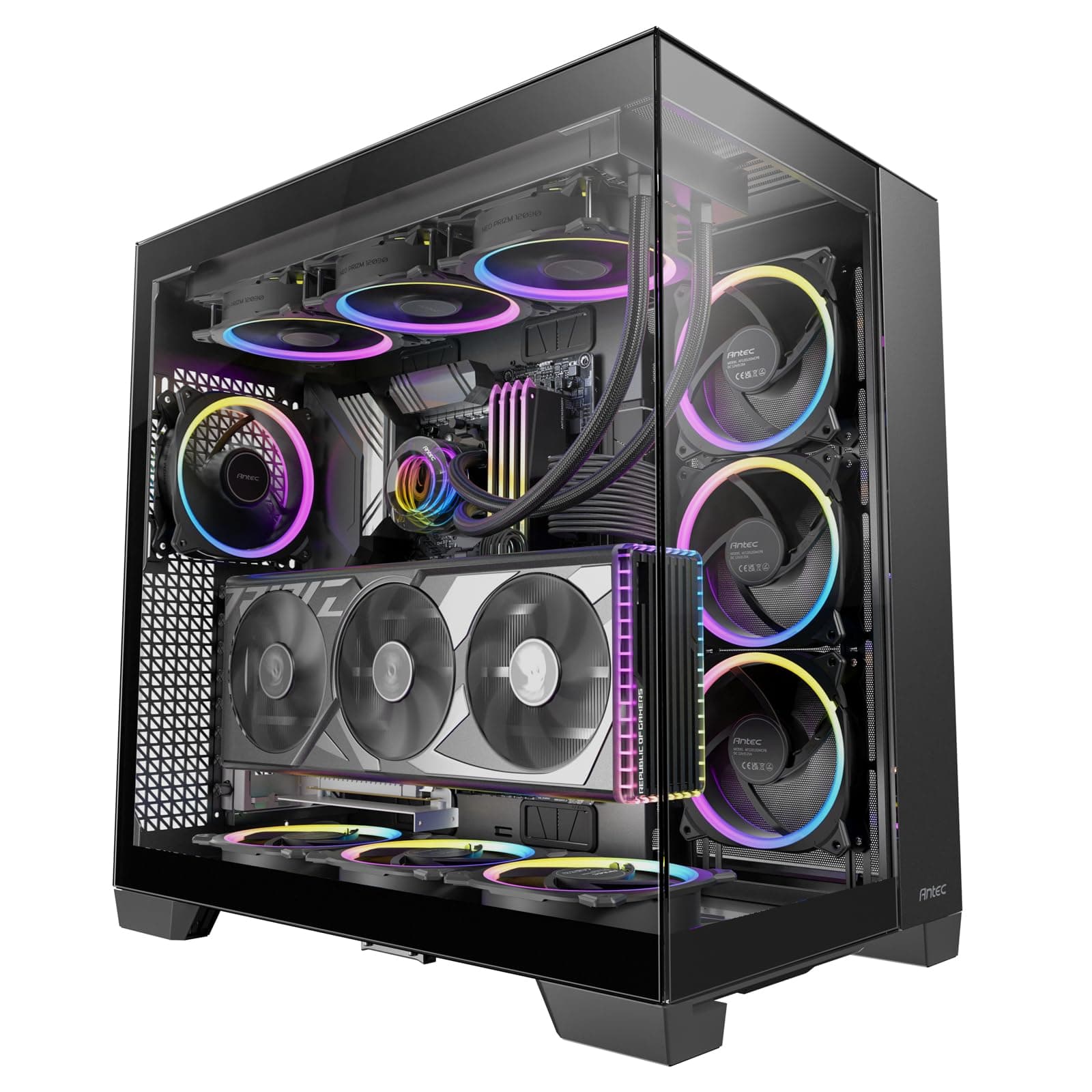 C8, RTX 40 GPU Support, Independent PSU Cooling, Type-C 10Gbps Port, Seamless Tempered Glass Side Panels, 360mm Radiator Support, Full-Tower E-ATX PC Case
