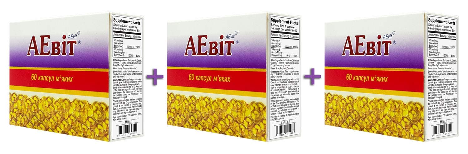 AEvit (A 100,000 IU and E Vitamins Complex 60 softgels (3)
