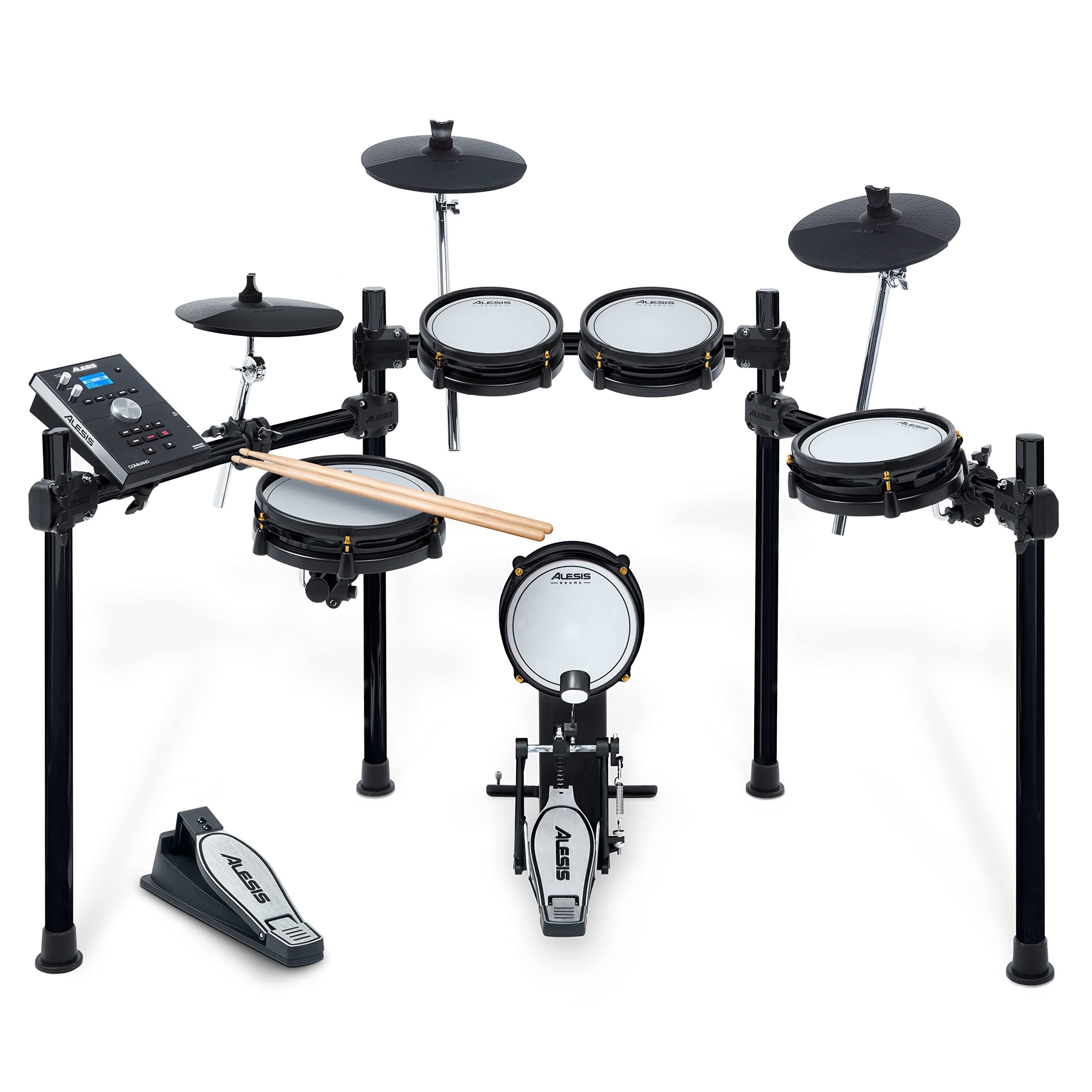 Alesis Drums Command Mesh SE Kit - Electric Drum Set with Quiet Dual Zone Mesh Pads, USB MIDI Connectivity and 600+ Electronic & Acoustic Drum Sounds, Black