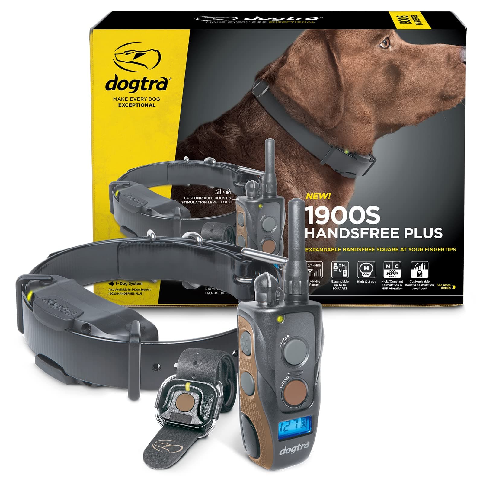 Dogtra 1900S HANDSFREE PLUS Boost and Lock 1-Dog Remote Training E-Collar