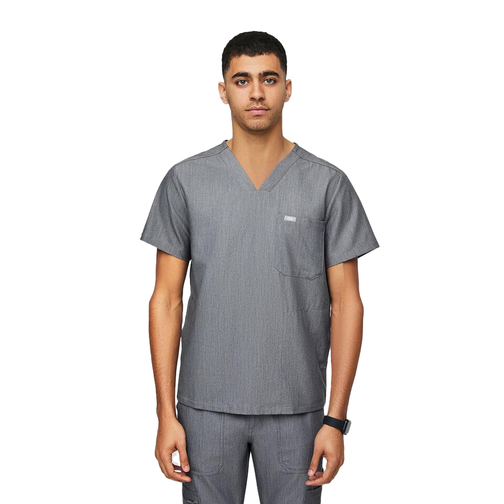 Chisec Scrub Top for Men – 3 Pockets, Tailored Fit, Squared V-Neck, 4-Way Stretch, Moisture-Wicking