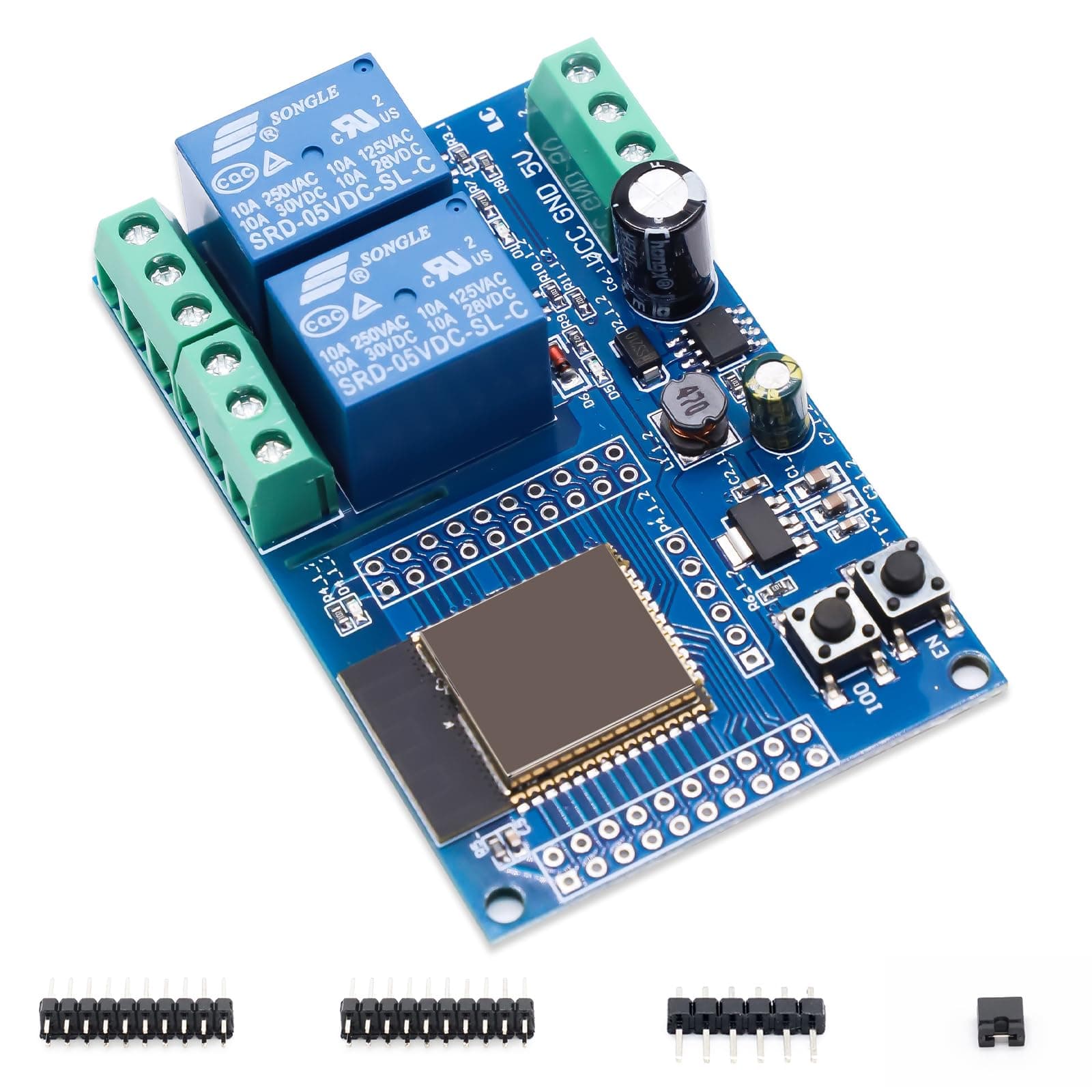 – Binghe ESP Relay 2-Channel Module, ESP Relay Development Board with 4MB Flash Dual Wifi DC5-60V Power Supply Programmable for Secondary Development Learning (LC-Relay-ESP-2R-D5)