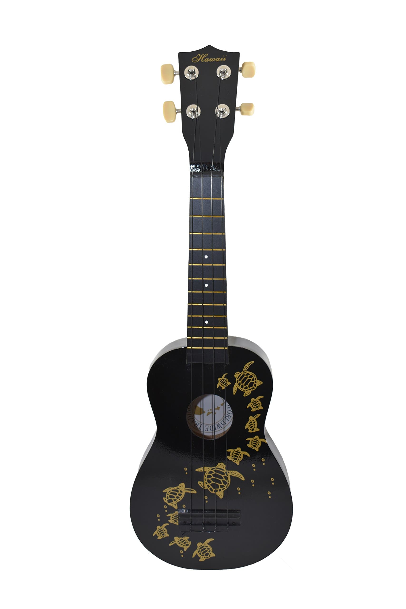 Soprano Black Ukulele Multi Turtles 21"