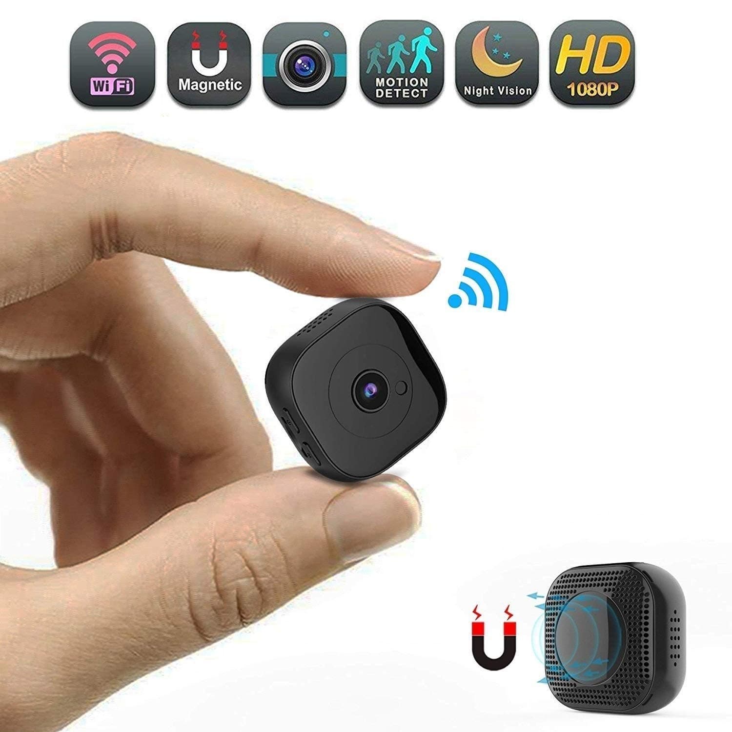 HD 1080P Mini Spy Camera Wireless Hidden Camera Small Waterproof WiFi Home Security Cameras Night Vision - IP Nanny Cam Indoors Office Car