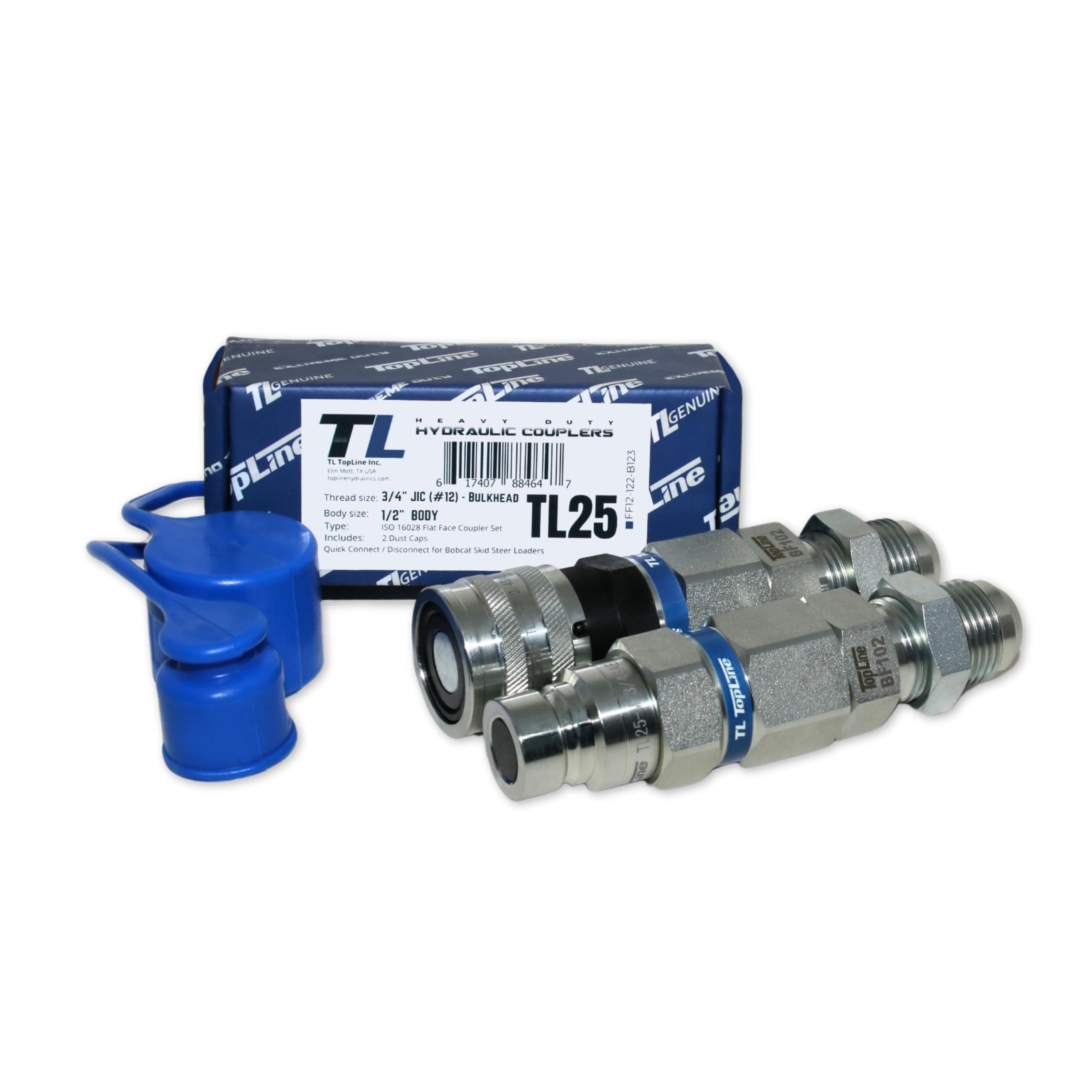 TL25 3/4" (#12) JIC Thread Flat Face Quick Connect Hydraulic Coupler Bulkhead