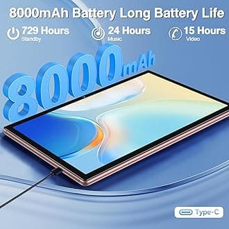 Oangcc Tablet Android 13 Tablets 14GB RAM 128GB ROM 1TB Expand, 10 Inch 8000mAh Battery with Keyboard | Mouse | GPS | Dual Camera | 5G Wi-Fi | Octa-Core Tablet PC -Rose Gold