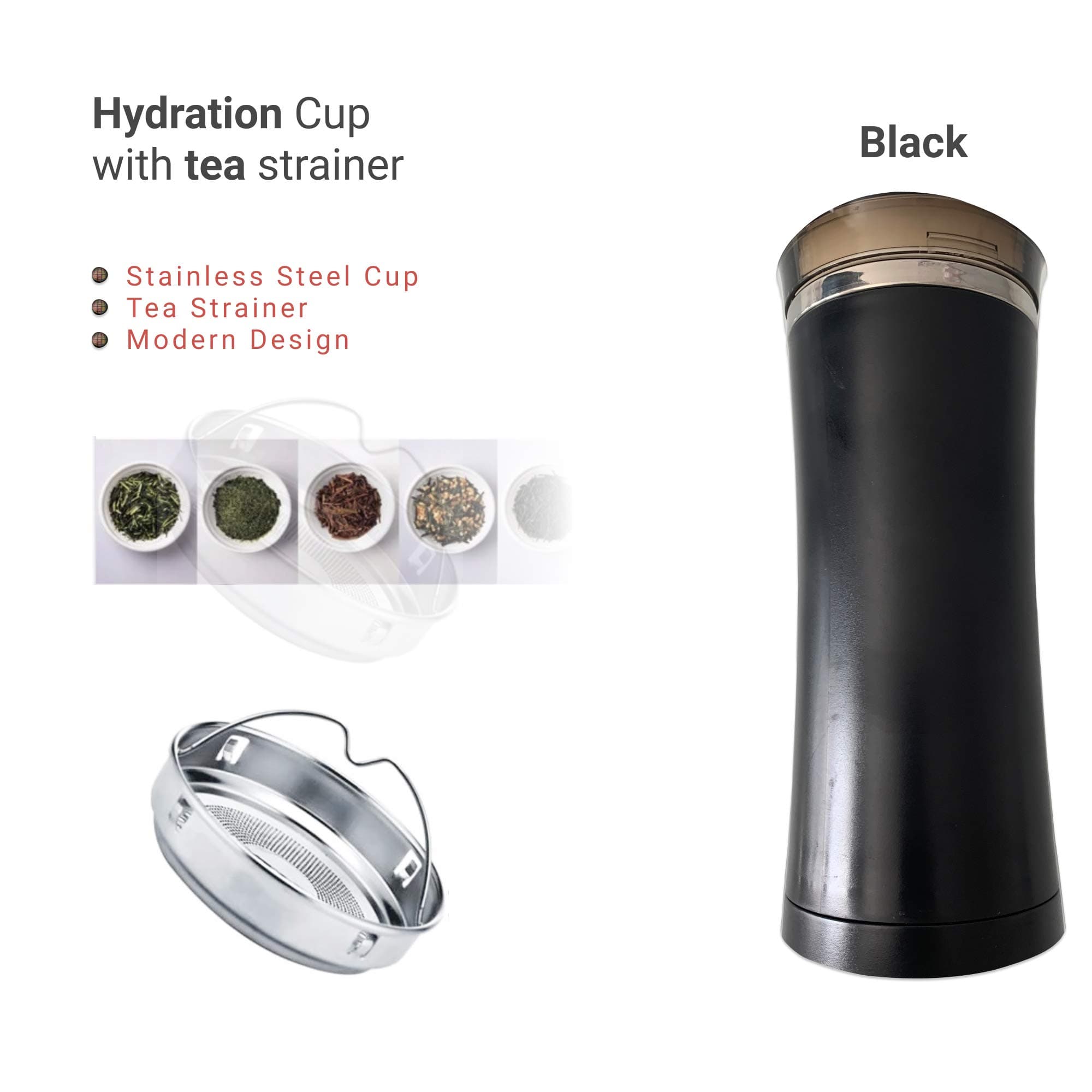 Smart Water Bottle Hydration Tracker (Black)