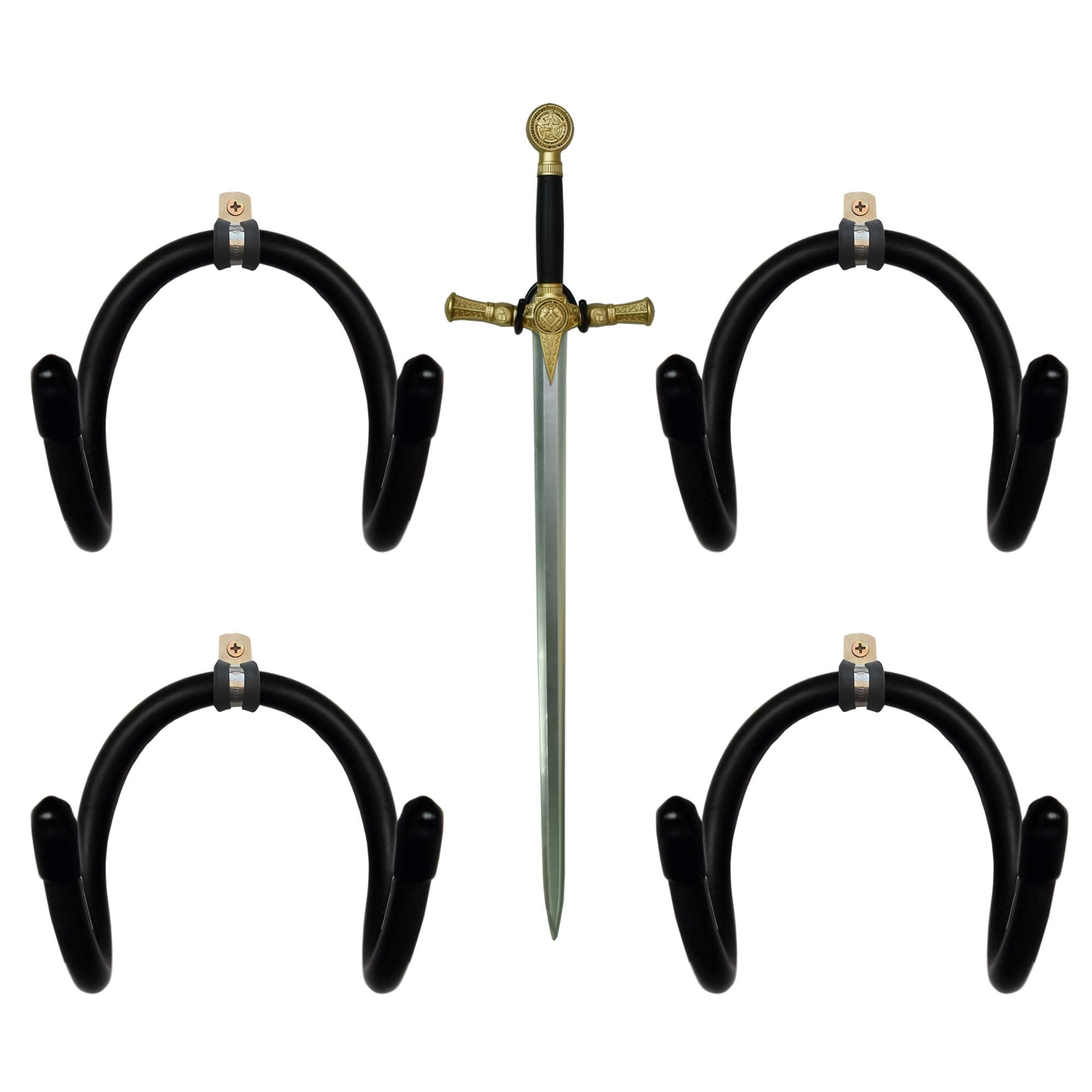 YYST MINI Adjustable Sword , Wall Hook Display Hanger Wall Mount for Sword ,Dagger ,Axe,KeyBlade, etc-4/PK- No Sword-Vertical Display