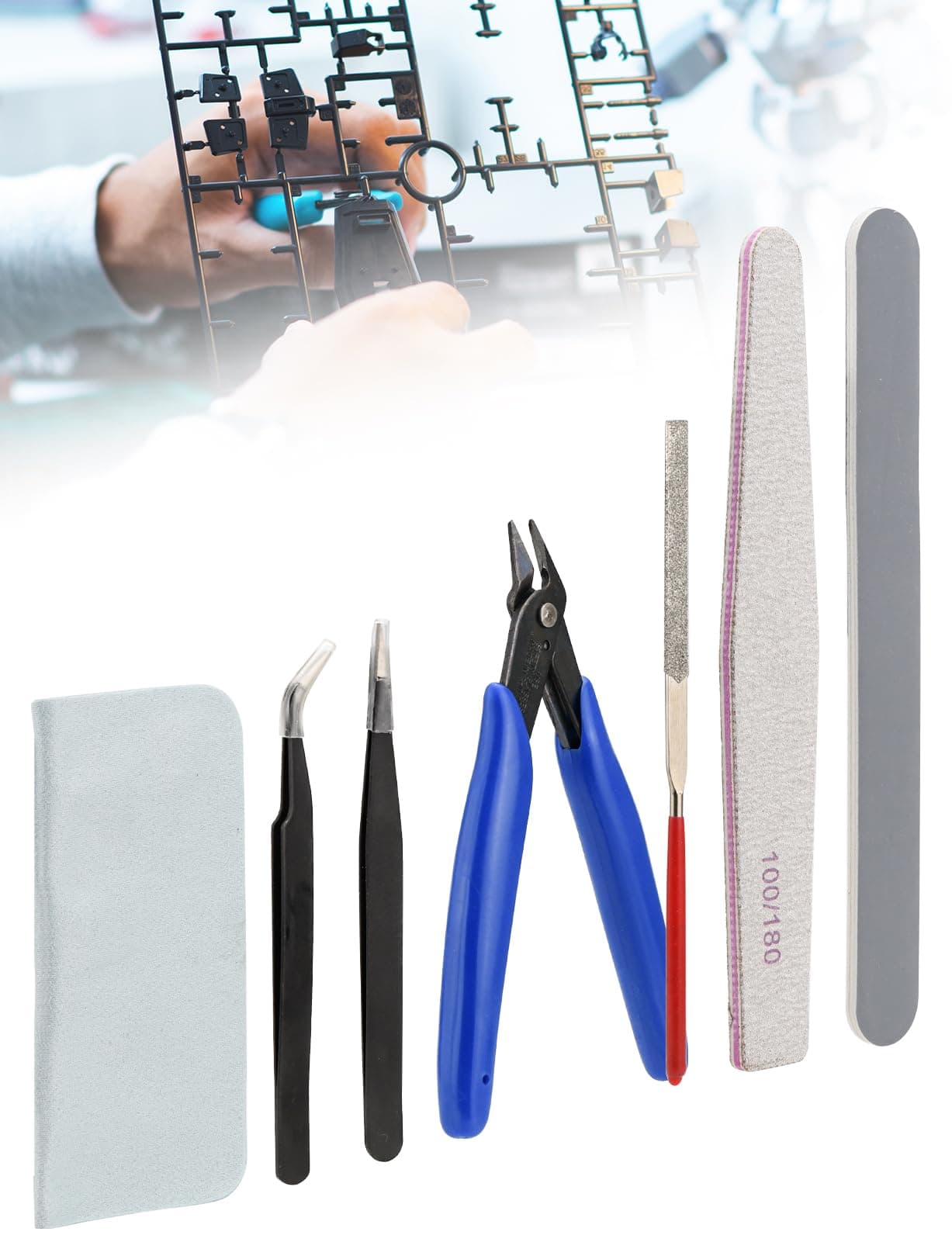 Mellbree Model Making Tools Kit for Plastic Model Kits, 14PCS Model Tools Kit Basic Tools Craft Set Hobby Building Tools Kit for Gundam Car Model Building Repairing and Fixing