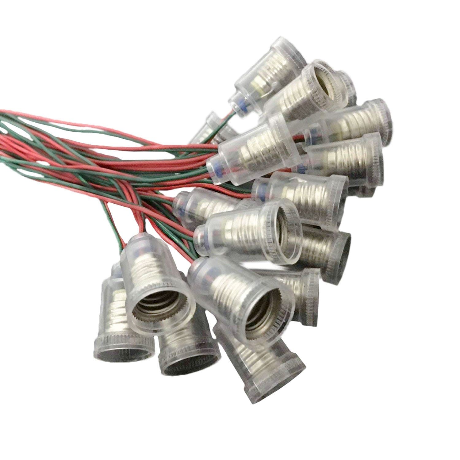 12PCS E10 Screw-Mount Bulbs Holder E10 LED Light Lamp Socket with 8.6" Lead Wires for E10 Miniature Screw Base Light Bulbs, Student Experiment, Car Lights DIY, Circuit Electrical Test (12)