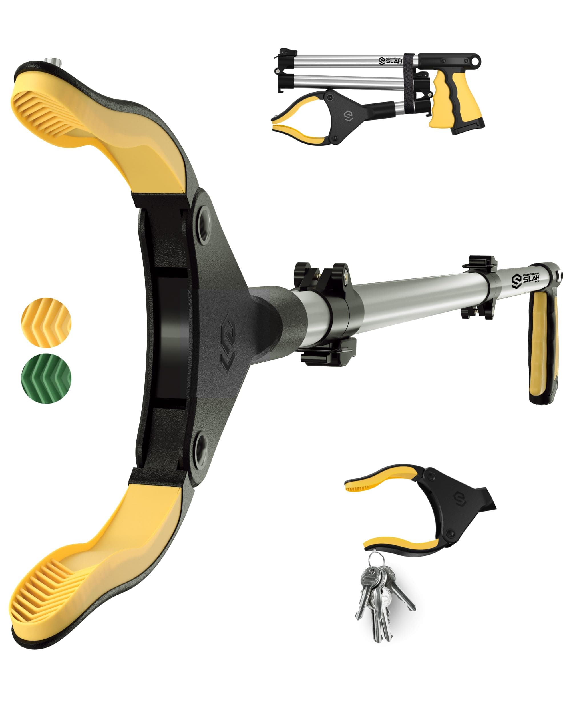SLAH® 32"/81 cm Litter Pickers Grabber Stick, Helping Hand Grabbers for Disabled,Elderly and Adults,Foldable Rotating 360 Degree Reaching Aids (Yellow)