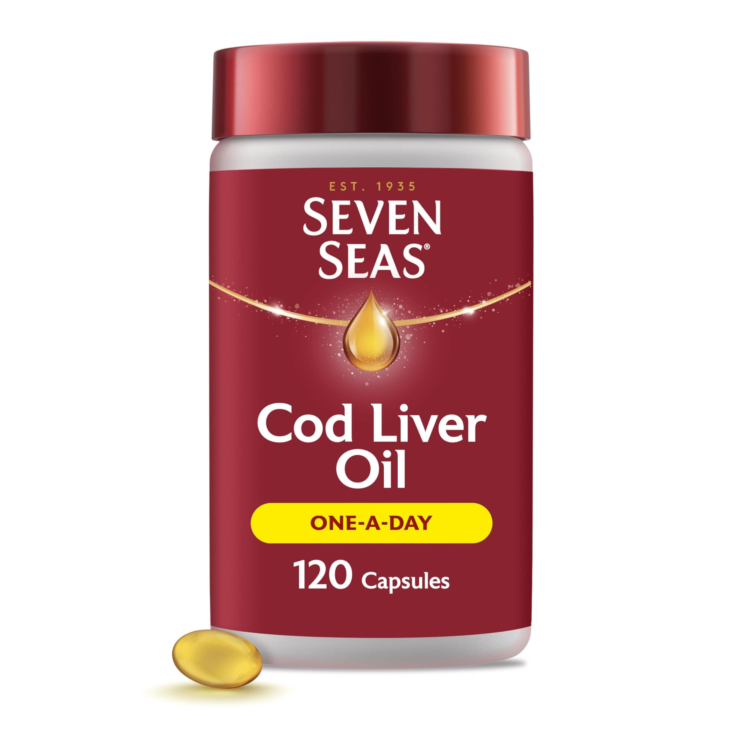 Cod Liver Oil One-A-Day Omega-3 Fish Oil and Vitamin D, 120 Capsules, 4 Months Supply