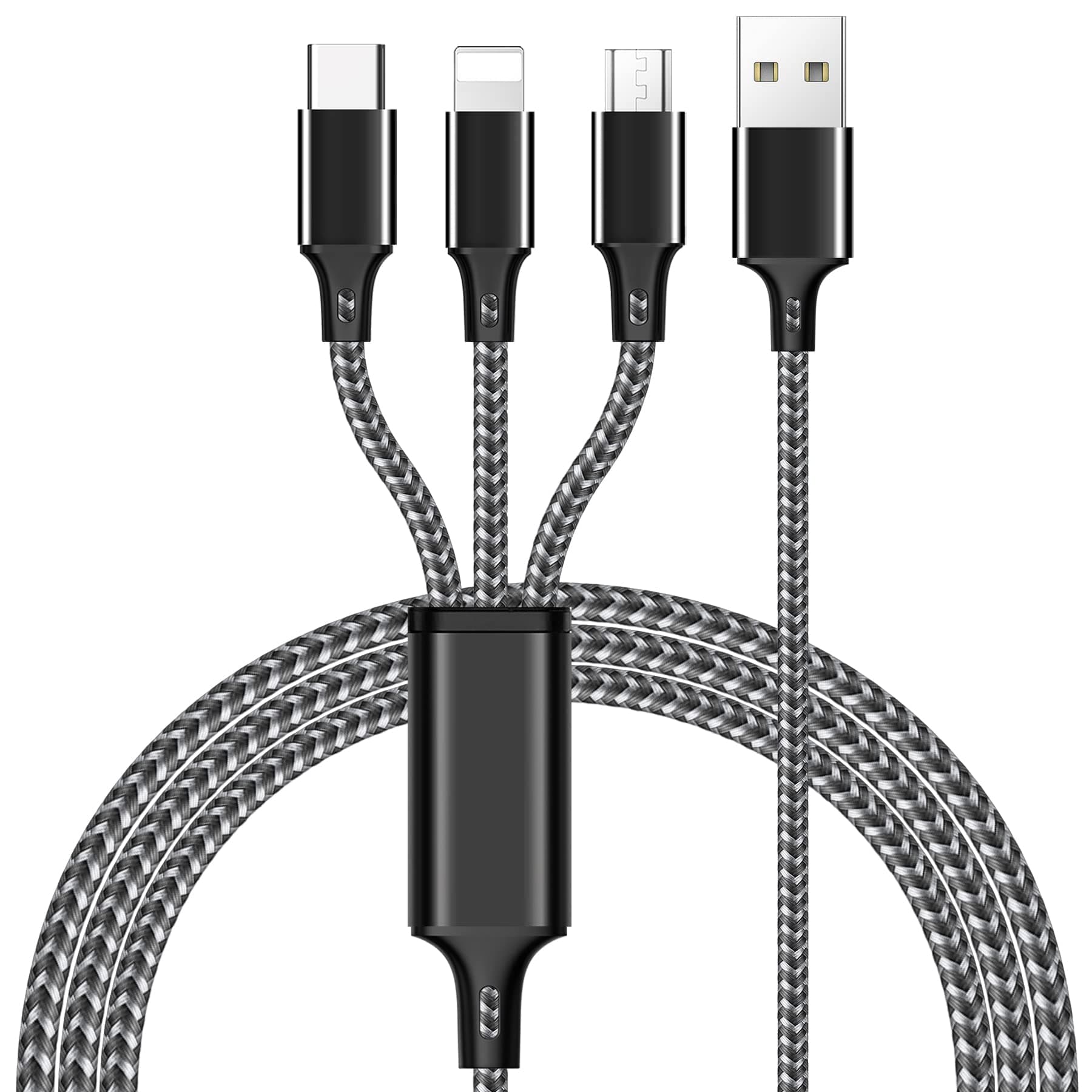 AVIWIS Multi USB Cable, 3 in 1 Multi Charging Cable, Nylon Multiple Charging Cable, Micro USB Type C IP for Android Samsung Galaxy S20 S10 S9 S8 A5 J5, Huawei P40 P30 P20, Honor, Oneplus, LG, Kindle
