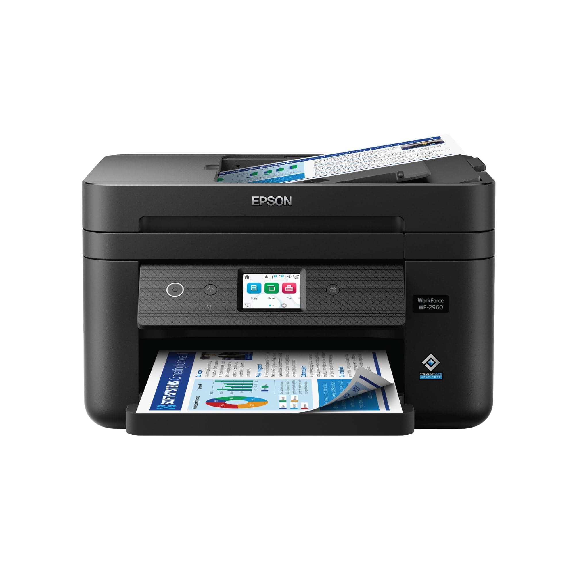 Epson Workforce WF-2960 Wireless All-in-One Printer with Scan, Copy, Fax, Auto Document Feeder, Automatic Double-Sided Printing, 2.4" Touch Screen Display, 150 Sheets Paper Tray, Ethernet