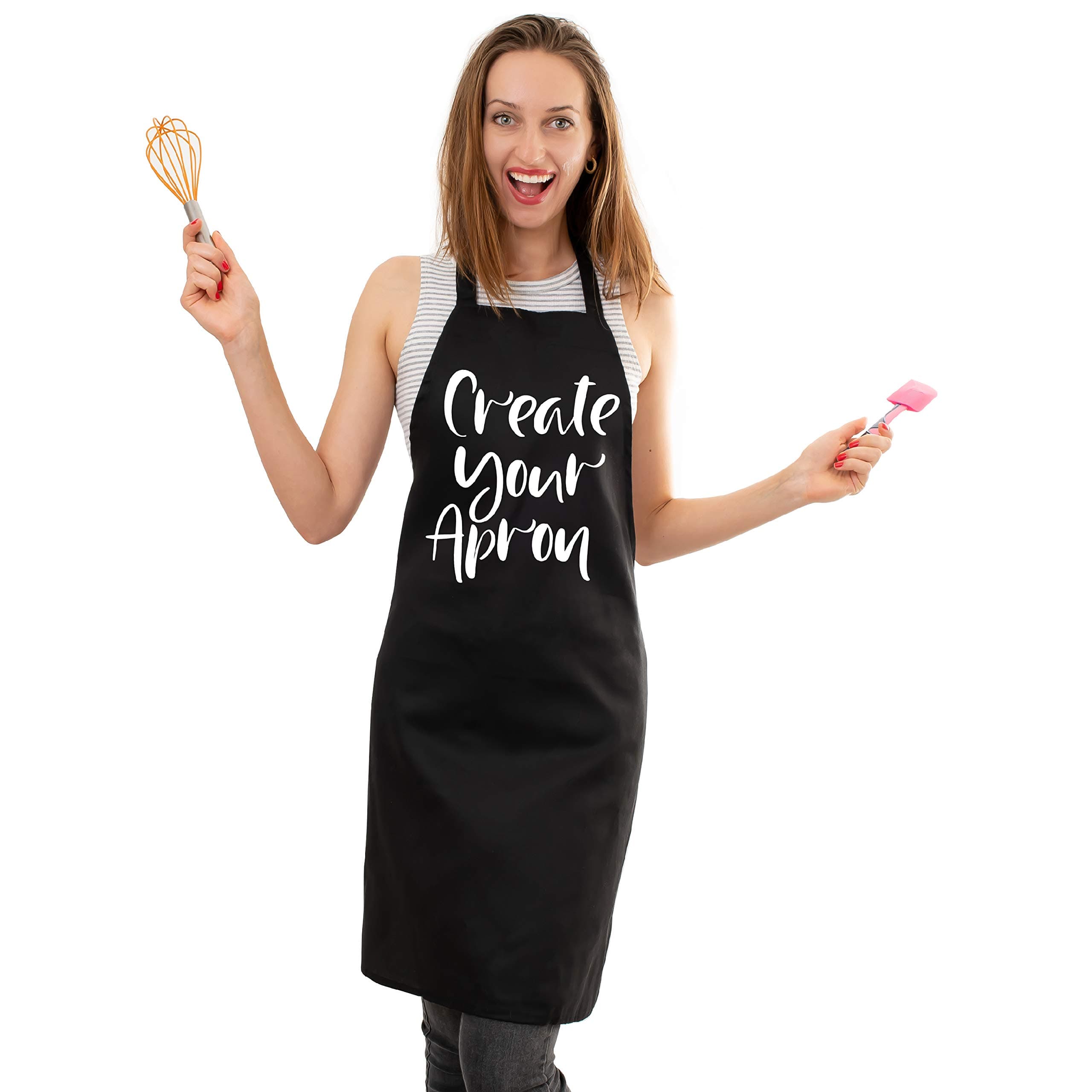 Personalized Kitchen Apron Customized Text - Customized BBQ Grill Kitchen Apron with Out Pocket | Personalized Chef Aprons | Chef Gifts | Grilling Apron for Dad | Baking and Cooking for Mom