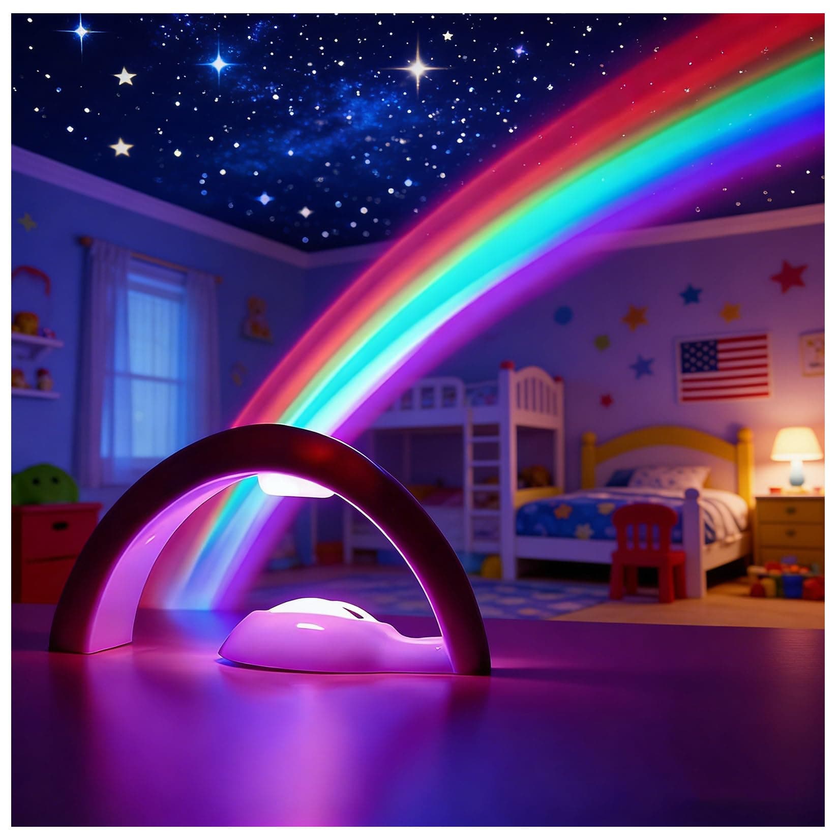 Rainbow Led Lights - USB Power Supply Rainbow Projector Signs Wall Decor, Rainbow Night Light for Girls Room Kids Gifts