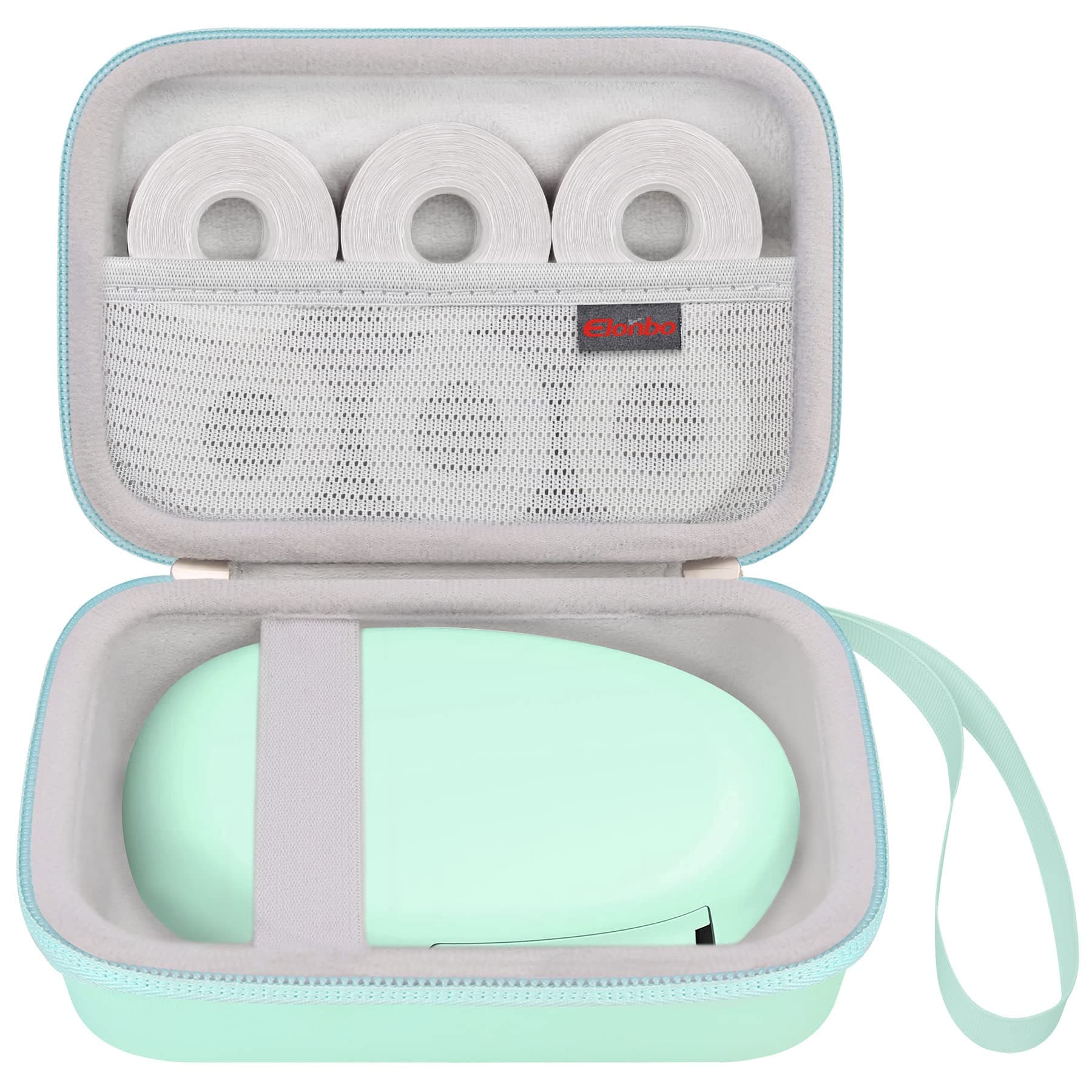 Elonbo Carrying Case for SUPVAN E10 Bluetooth Label Maker Machine, Portable Mini Thermal Label Printer Storage Holder, Wireless Small Handheld Sticker Maker Travel Bag, Pocket Fits Paper, Green