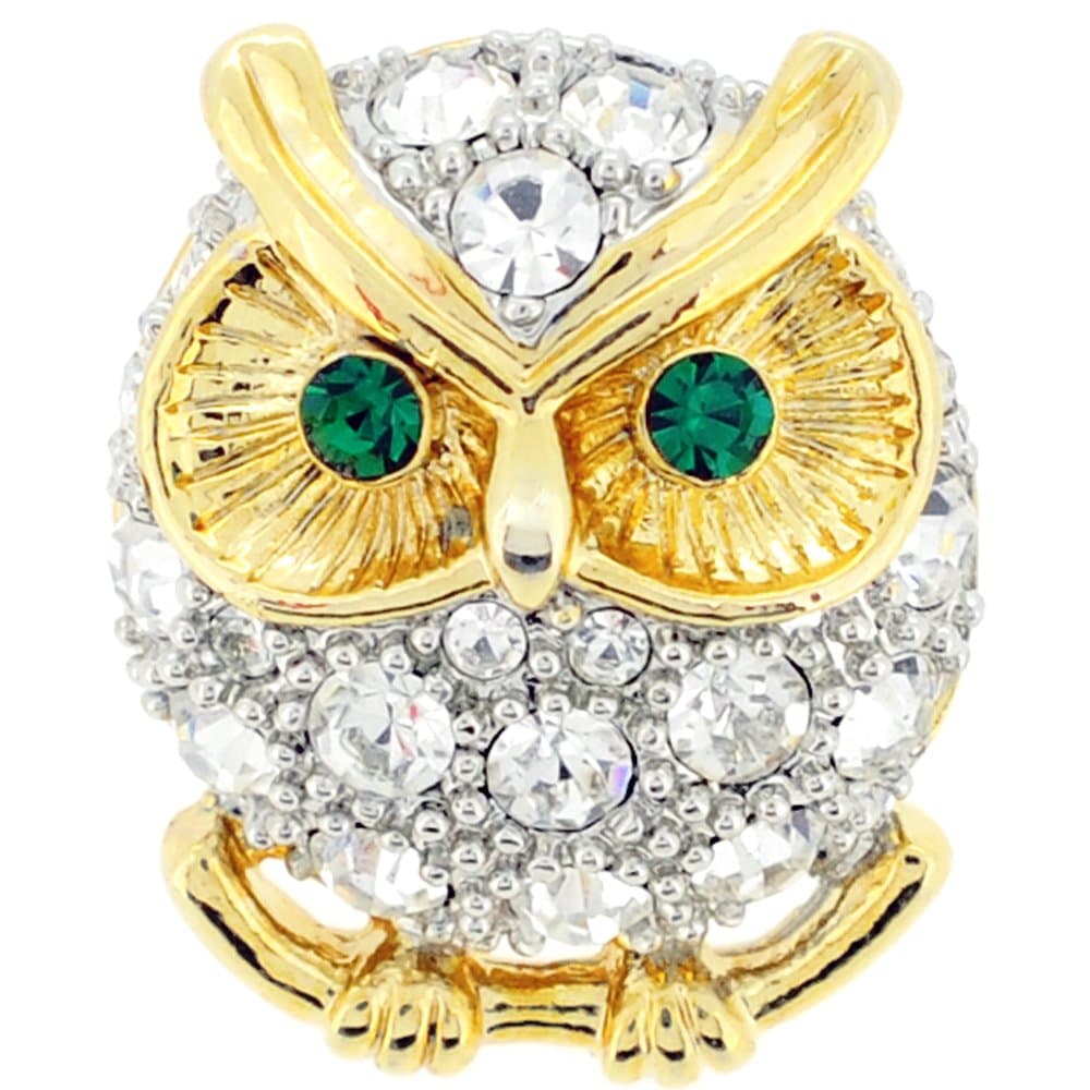 Crystal Owl Lapel Pin