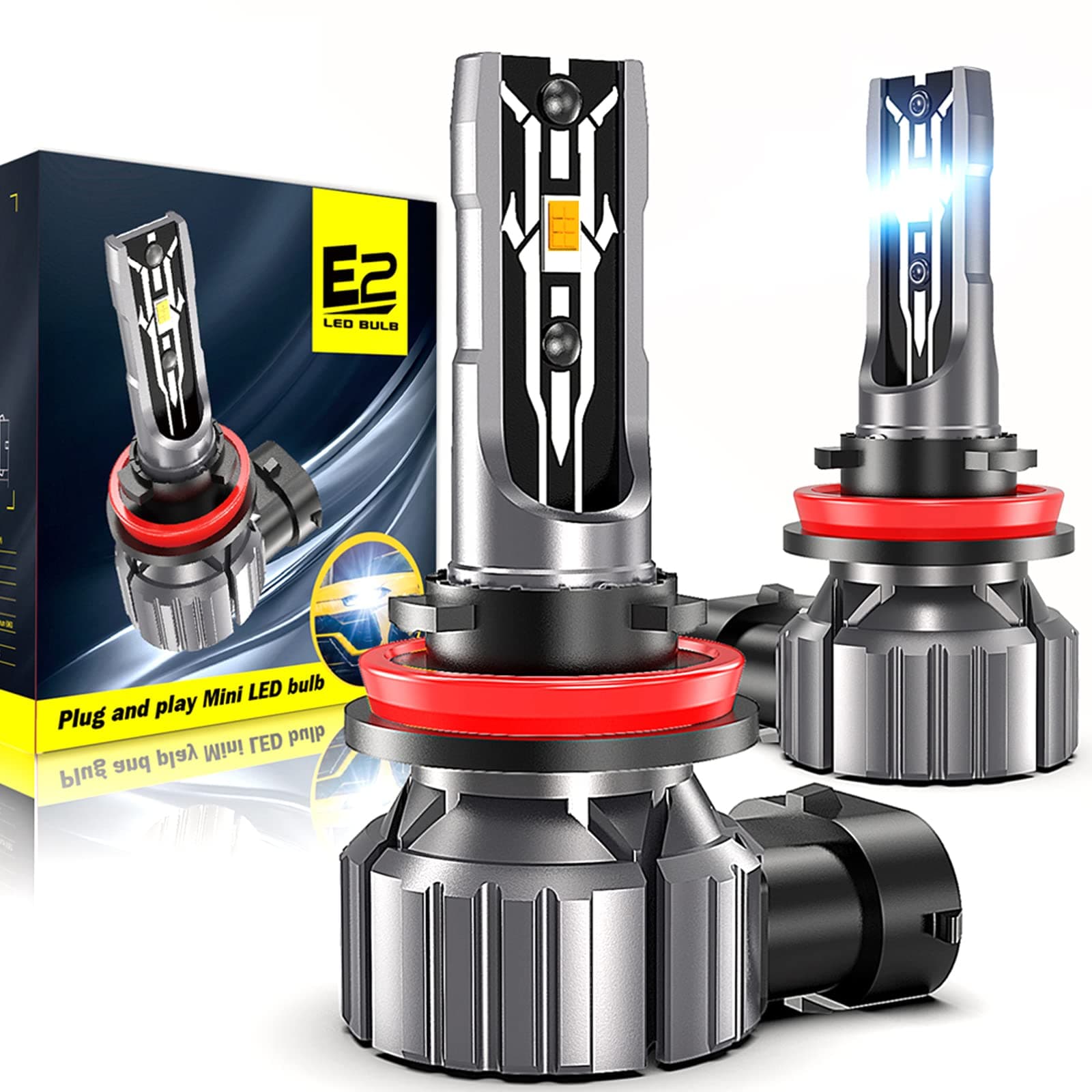 H8 H9 H11 LED Headlight Bulbs Canbus Error Free, 12V 70W 12000Lumens 6000K Xenon White H11 LED Auto Car Headlight Conversion Kit, 360 Degree Adjustable Beam Lamps, IP65 Waterproof, Pack of 2