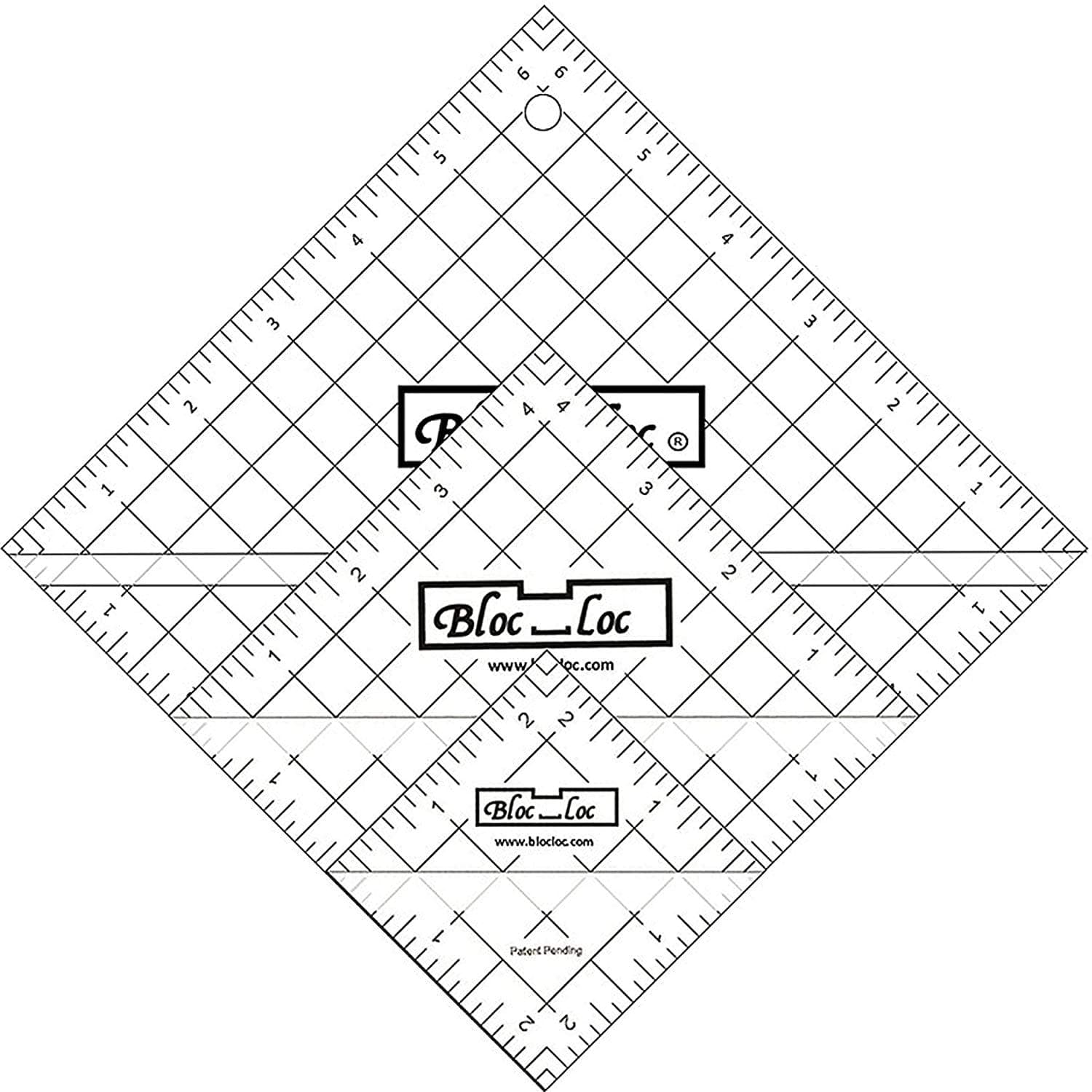 Bloc Loc~Half Square Triangle Ruler Set #2-2.5"4.5",6.5", Acrylic Ruler