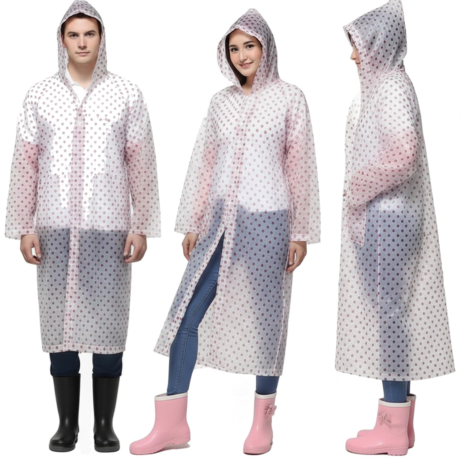 Allextreme Women EVA Standard Length EXRS02A Transparent Rain Coat Hooded Outdoor Water Resistant Portable Raincoat Suit (Universal Size, Random Colors)