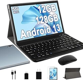 Oangcc 10.1 Inch Tablet, 2022 Android 12 Tablet with Keyboard 4GB+64GB, Stylus Pen, WiFi, Bluetooth, GPS, 128GB, Expansion Support, Dual Camera and Speaker, Computer Tablets