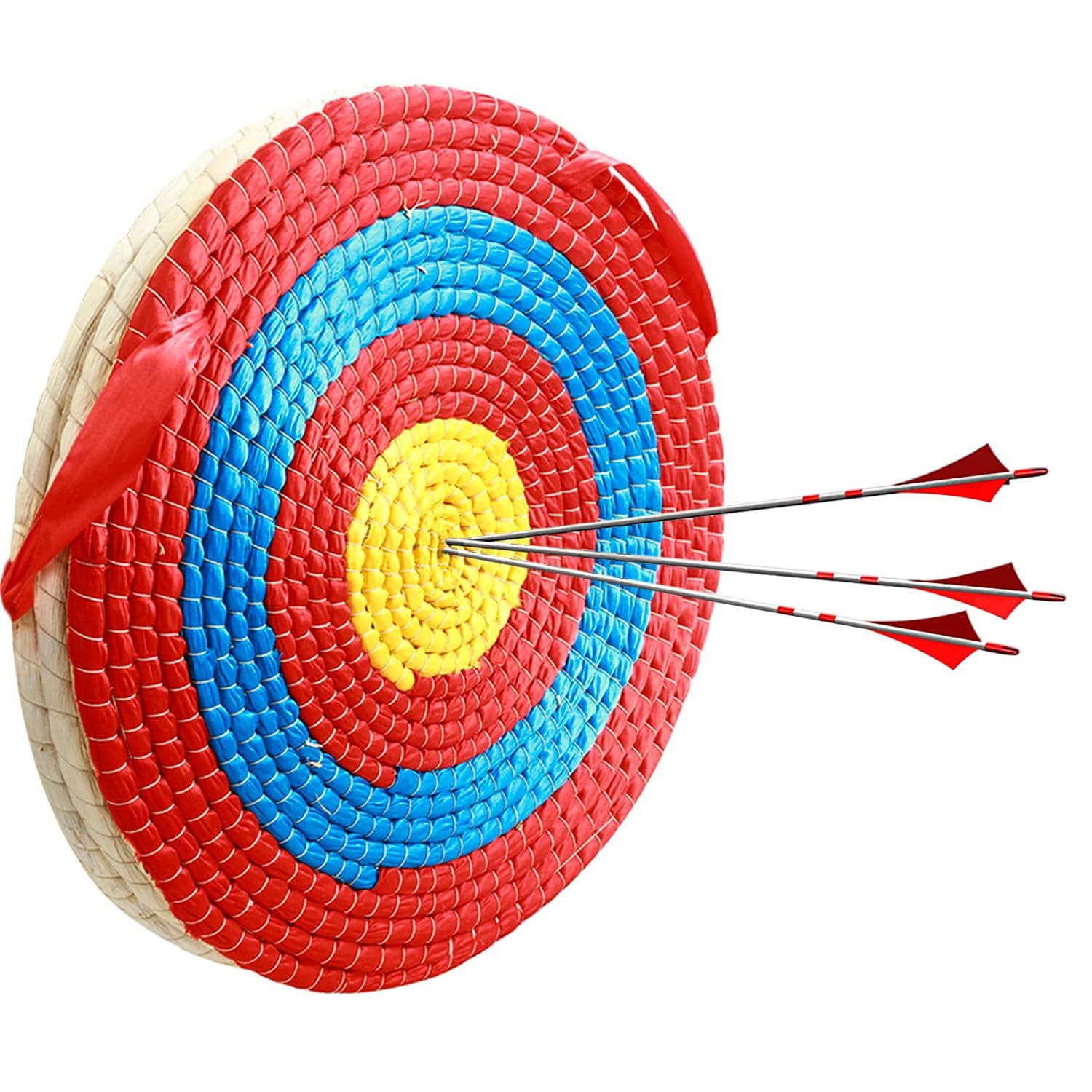 Archery Target, Solid Straw Round Target,Traditional Bow Arrow Target,Straw Target,used for outdoor sports archery bow, darts and shooting practice for adults, 55cm x 3 cm 3 layers, Red
