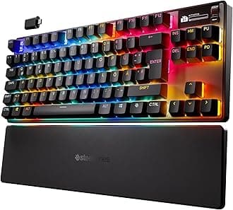SteelSeriesApex Pro TKL Wireless Gen 3 - Wireless Gaming Keyboard - Adjustable Actuation Hall Effect Switches; Game-Ready Presets - Rapid Trigger, Protection Mode, Rapid Tap/SOC - German QWERTZ