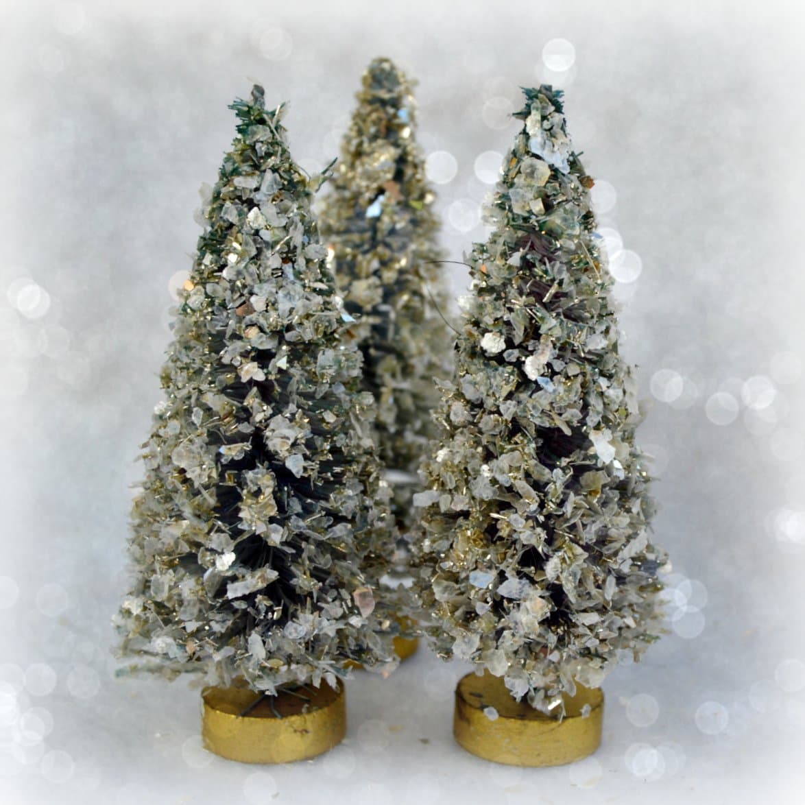 Hand Dyed Silver Bottle Brush Trees