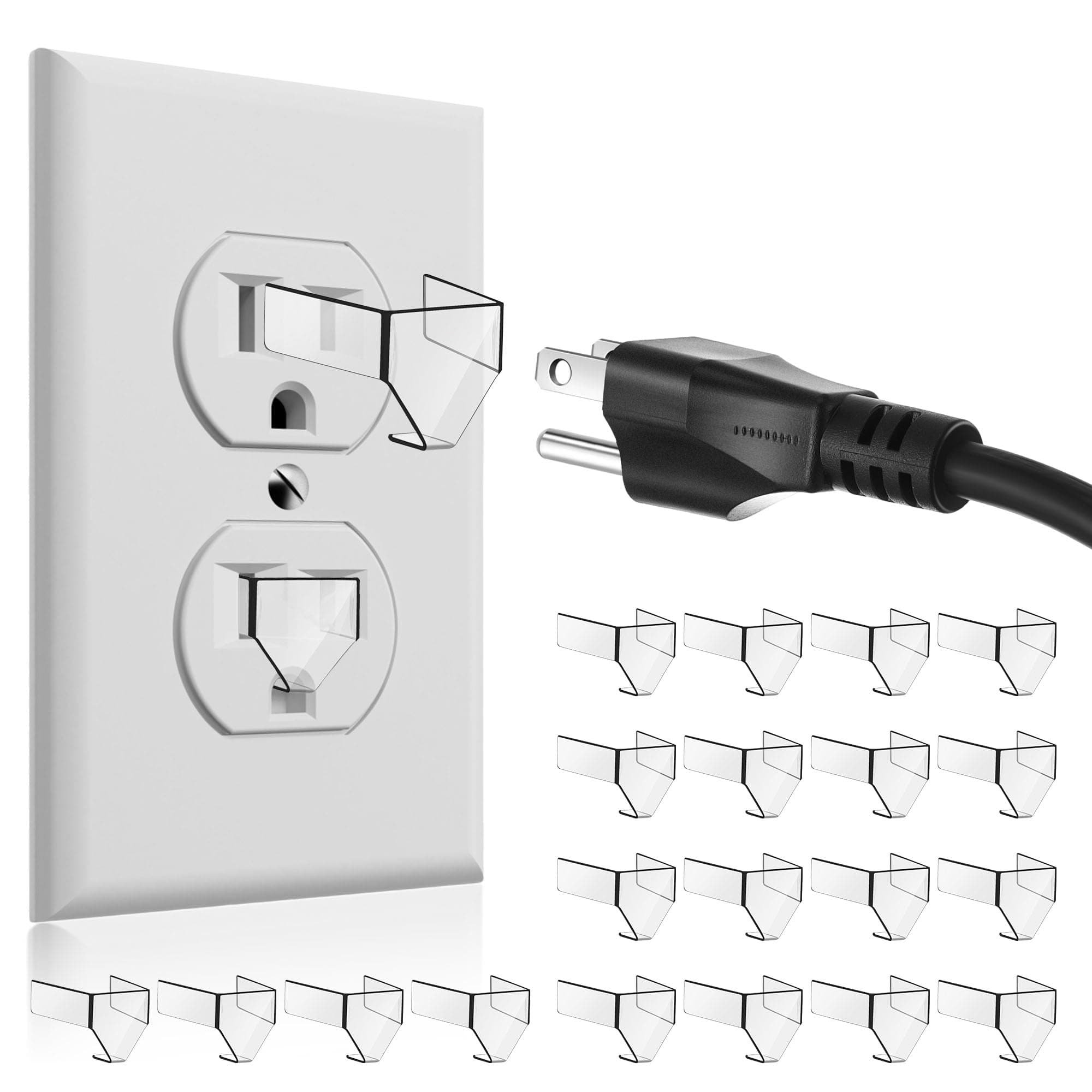 Dunkive 20 Pcs 3 Prong Loose Outlet Fix Plug, Socket Outlet Tightener Insert, Electrical Multi Outlets Extender Prevent Loose, Fix Loose Socket Outlet Plug, Won't Easily Fall Out Cut Off Electricity