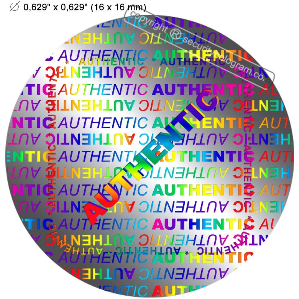 80"Authentic" VOIDABLE Round SECURITY HOLOGRAM. Silver Security Holograms 0.63"(16mm) 3D Protective Stickers Tamper Evident.