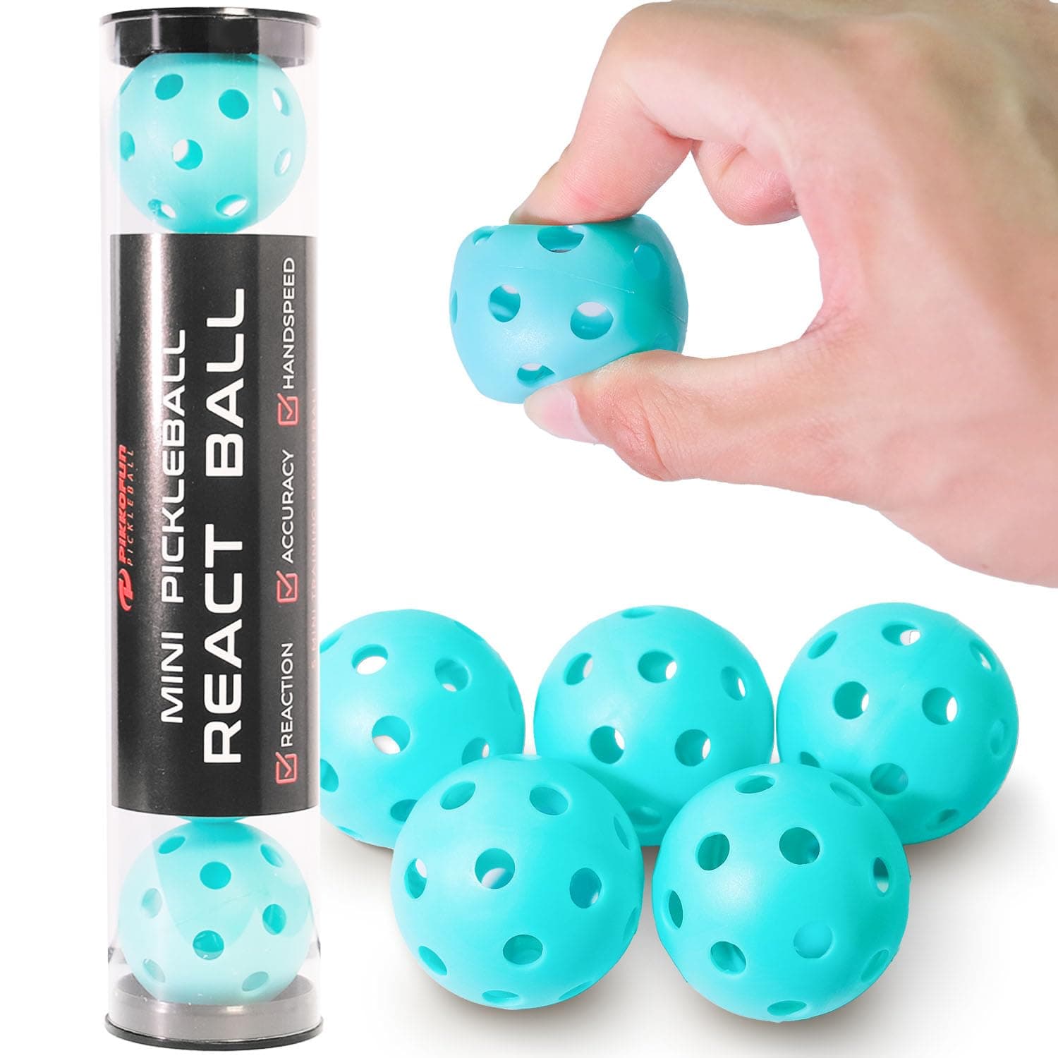 PIKKOFUN React Mini Pickleball Balls - 5 Pack Quiet Training Pickleball Balls - Soft Pickleball Practice Balls for Improve Hand Speed, Paddle Control and Accuracy