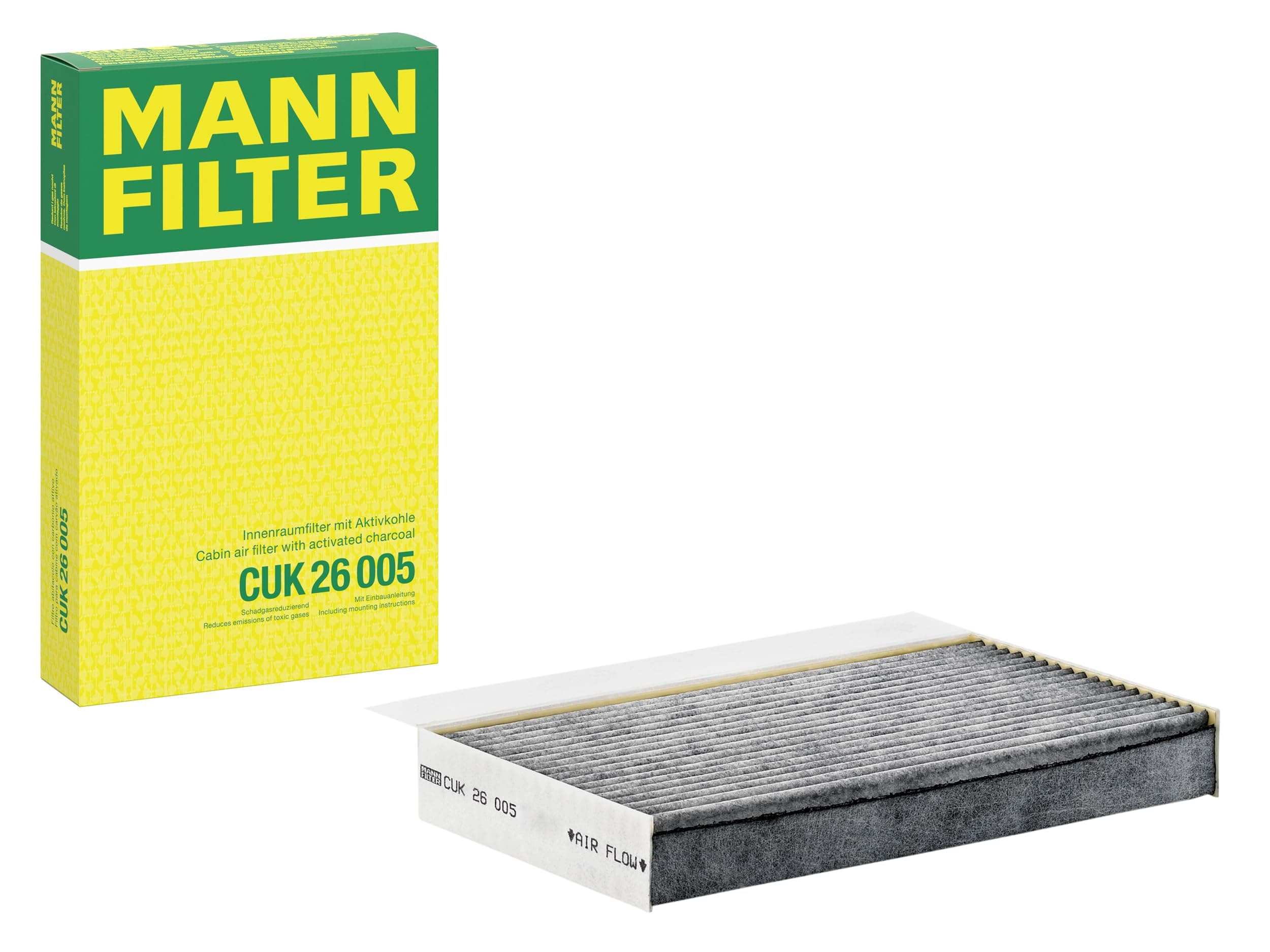MANN-FILTER Original Interior Filter CUK 26 005 – Pollen filter with active charcoal – For passenger cars