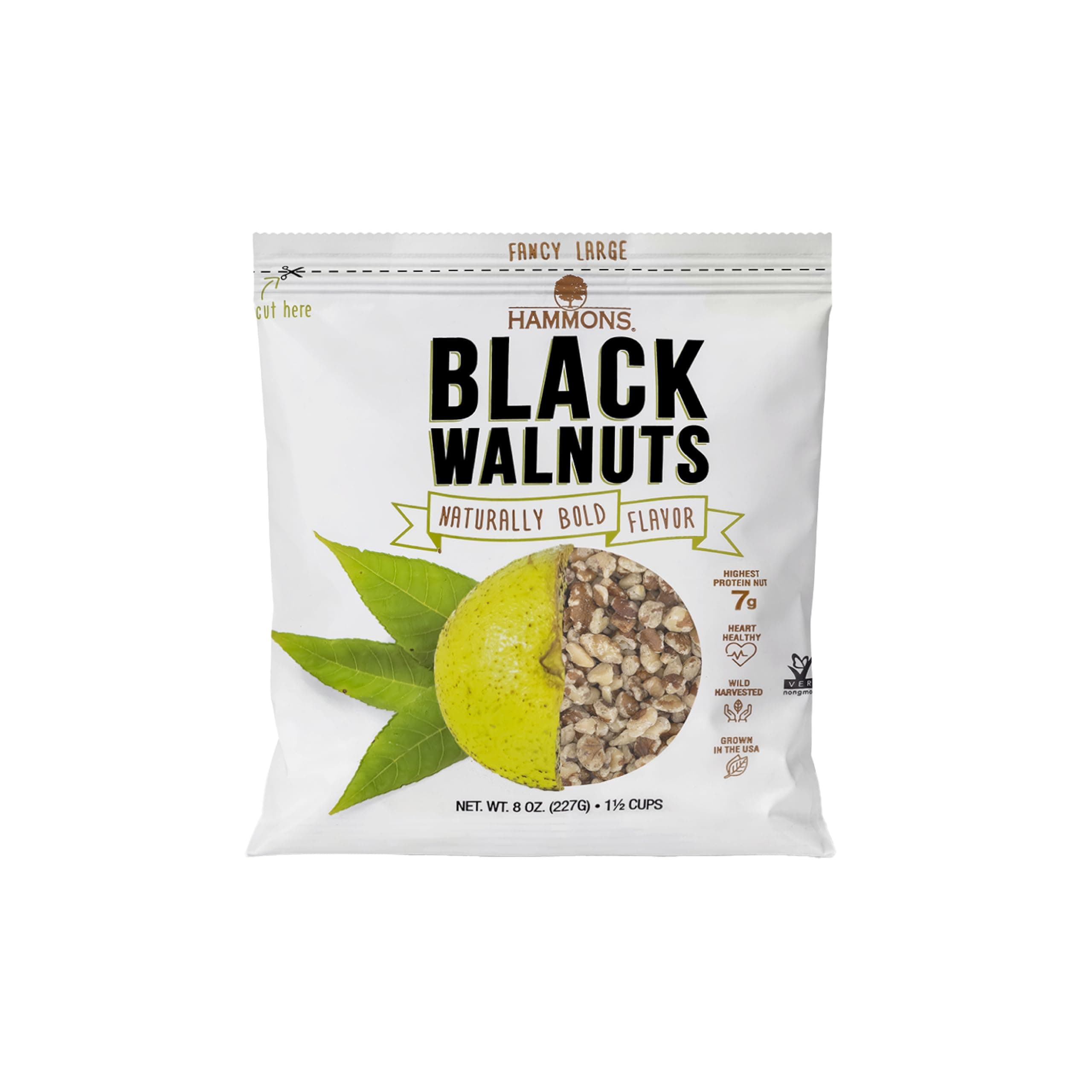 Fancy Large Black Walnuts - Wild Harvested - Non-GMO - Gluten-Free - High Protein - Keto Snack - Nuts for Cooking and Baking - 8oz