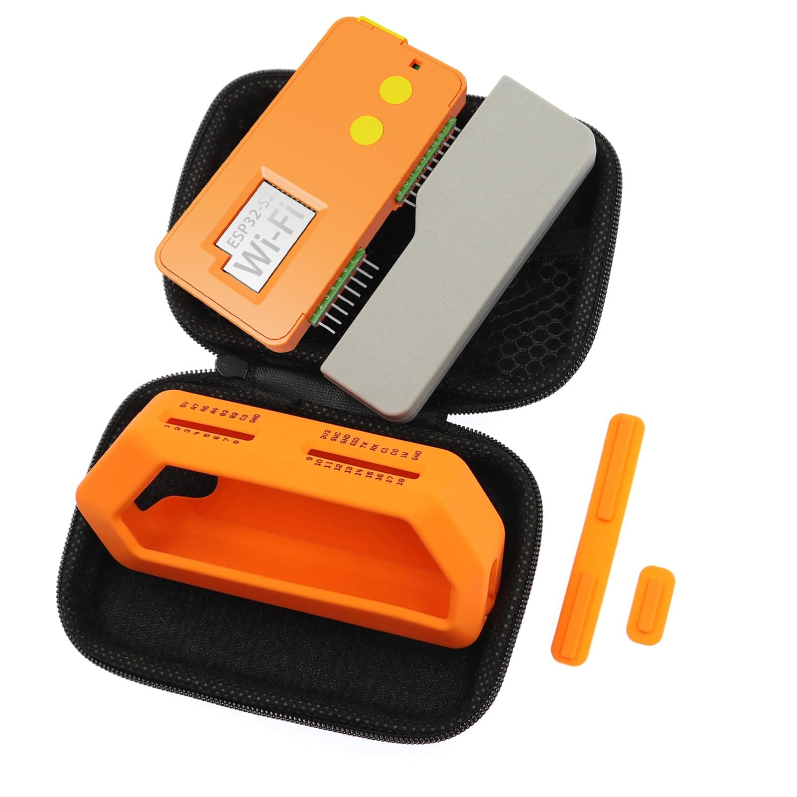 5 in 1 Protective Case Set for Flipper Zero Wi-Fi Dev Board V1 ESP32-S2 - Orange with Black Carrying Case