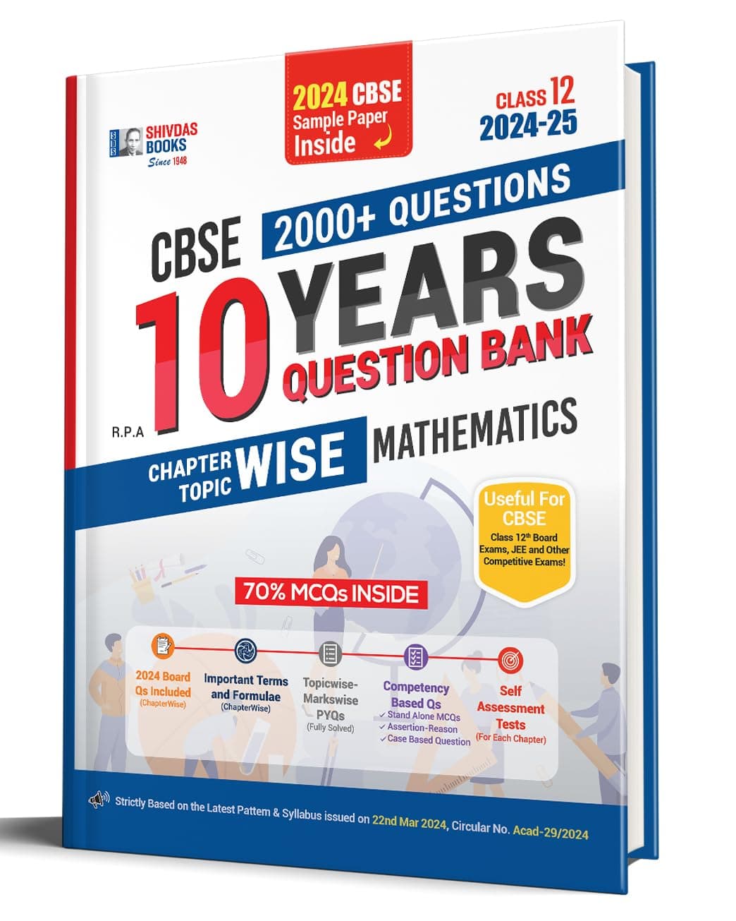 Shivdas CBSE Class 12 Mathematics Chapterwise Previous 10 Years Solved Papers Question Bank with MCQs for 2025 Board Exam (2024-25) Paperback – 9 April 2024