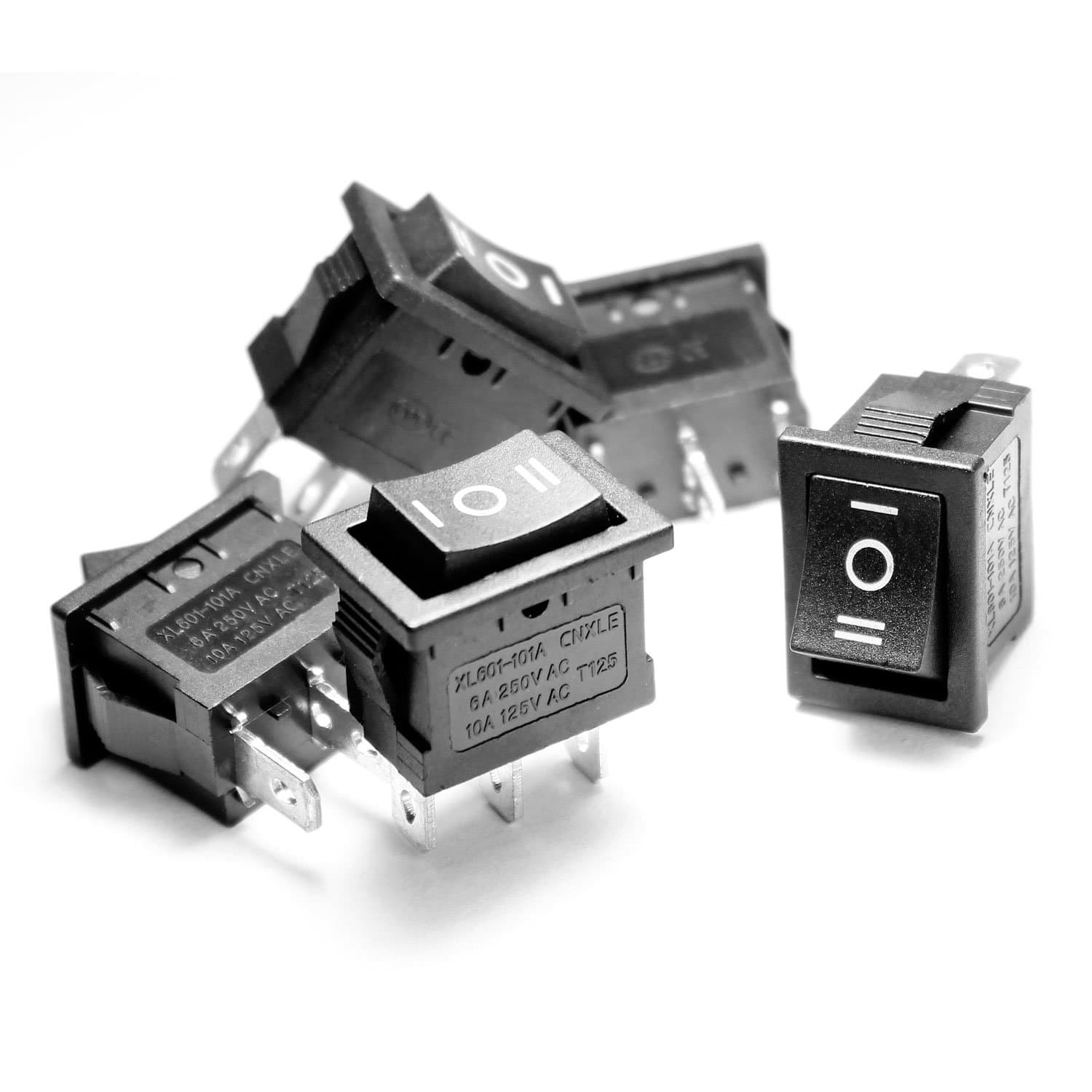 Ytian 5PCS SP3T Rectangular Rocker Switch Car dash light (ON/OFF/ON) 3Pin AC10A 125V / 6A 250V