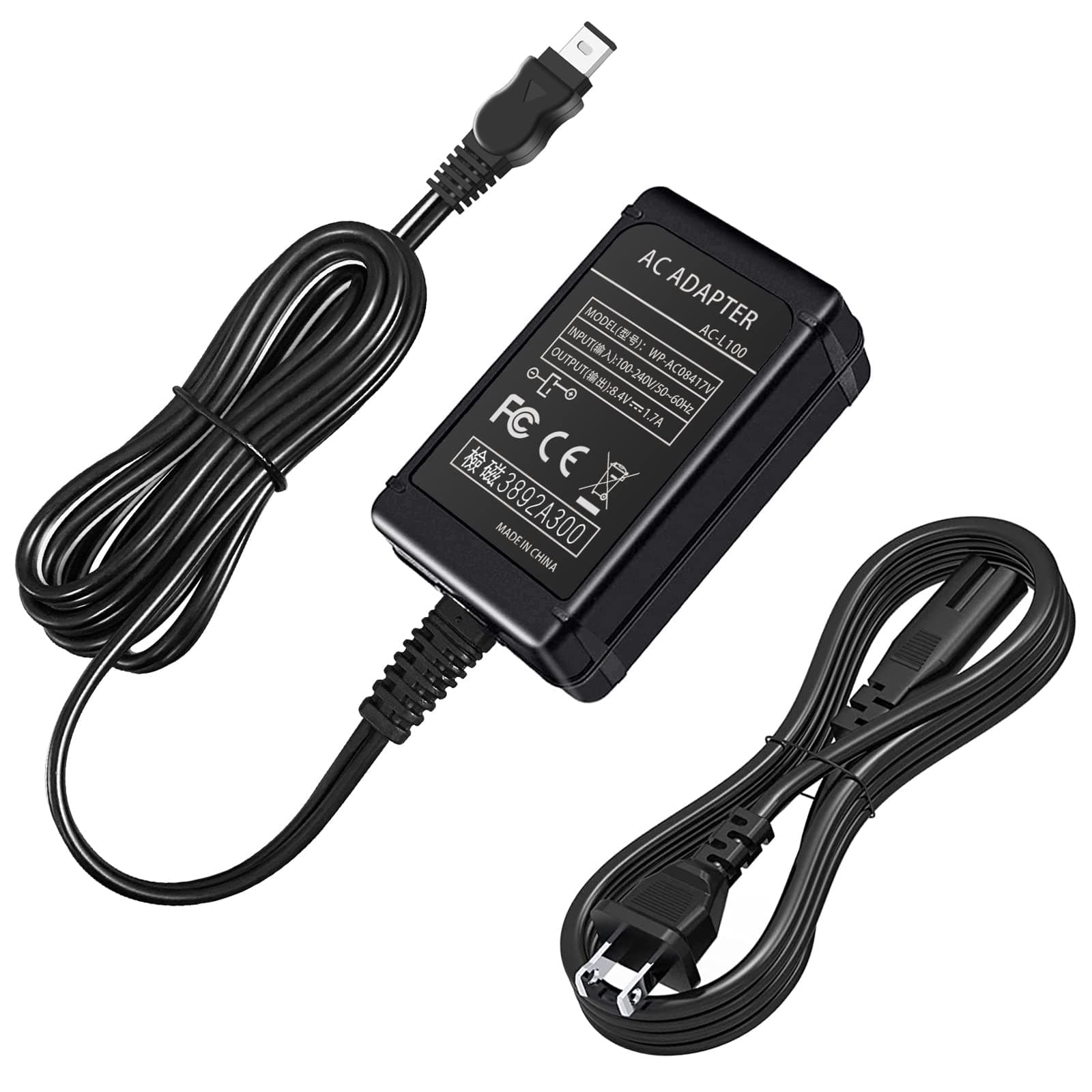 AC-L100 Charger for Sony Handycam Camcorder, Replace AC-L10A L10B L15A L15B L100A L100B L100C, fit for Sony DCR-HC DCM-M DSC-F DSC-S MVC-FD MVC-CD CCD-TRV DCR-DVD CCD-TR DCR-PC DCR-VX etc.